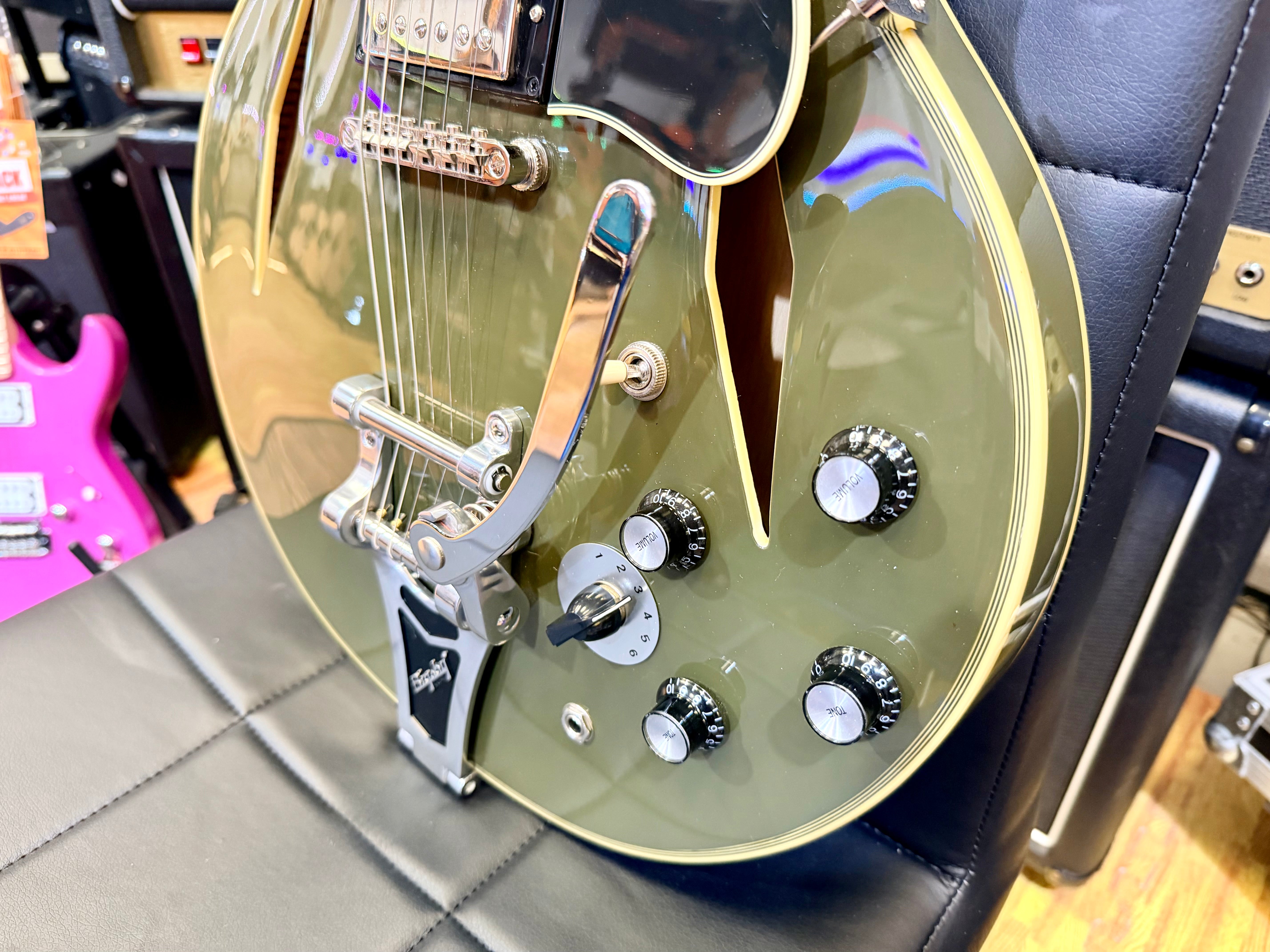 ⚡️2023⚡️ Epiphone Shinichi Ubukata ES-355 Olive Drab~ Inspired By Gibson Custom!