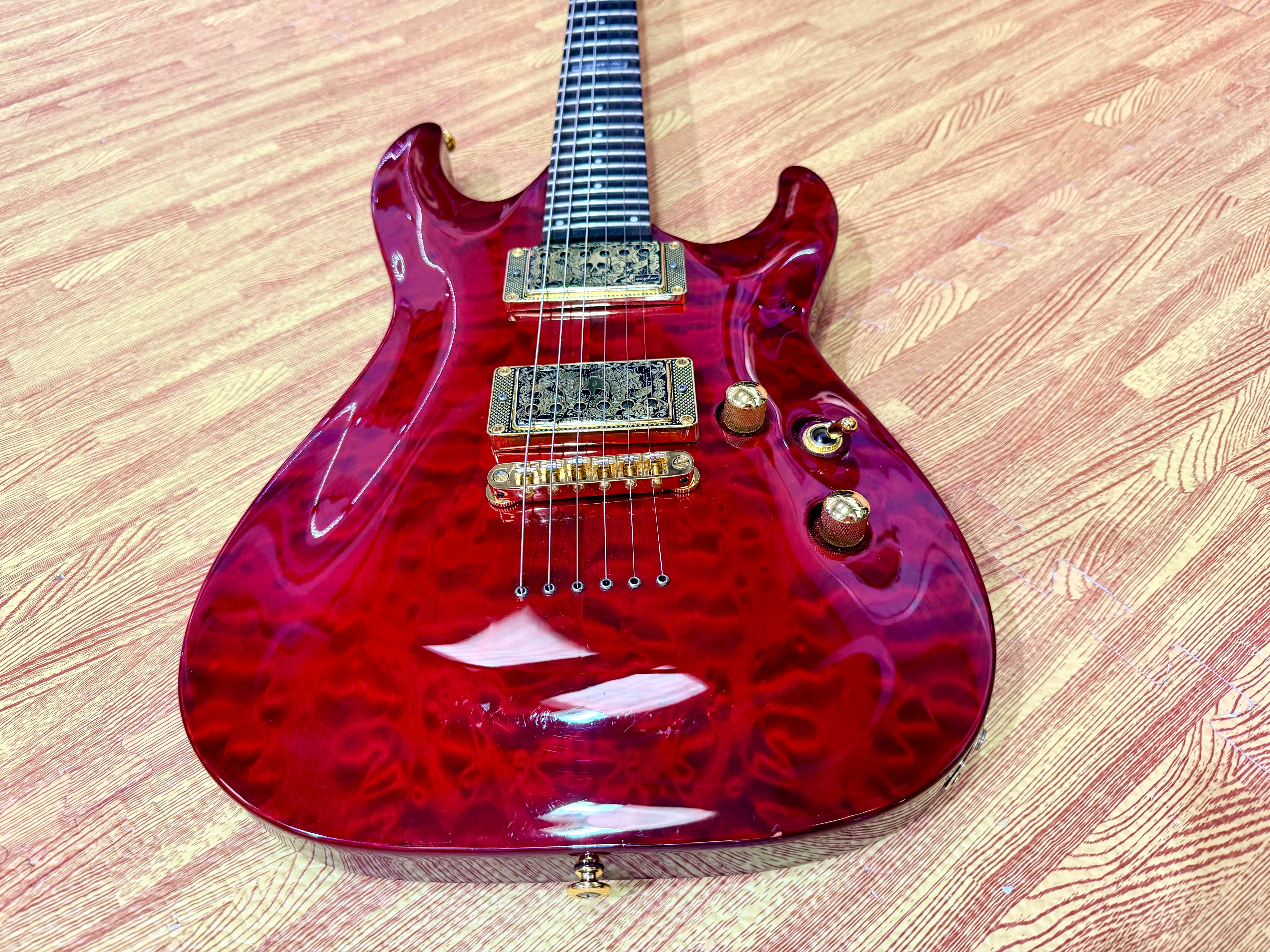 π₯2012π₯ ESP LTD MH-100QM NT See Thru Black Cherry~ Gold Hardware Guyker Lockers