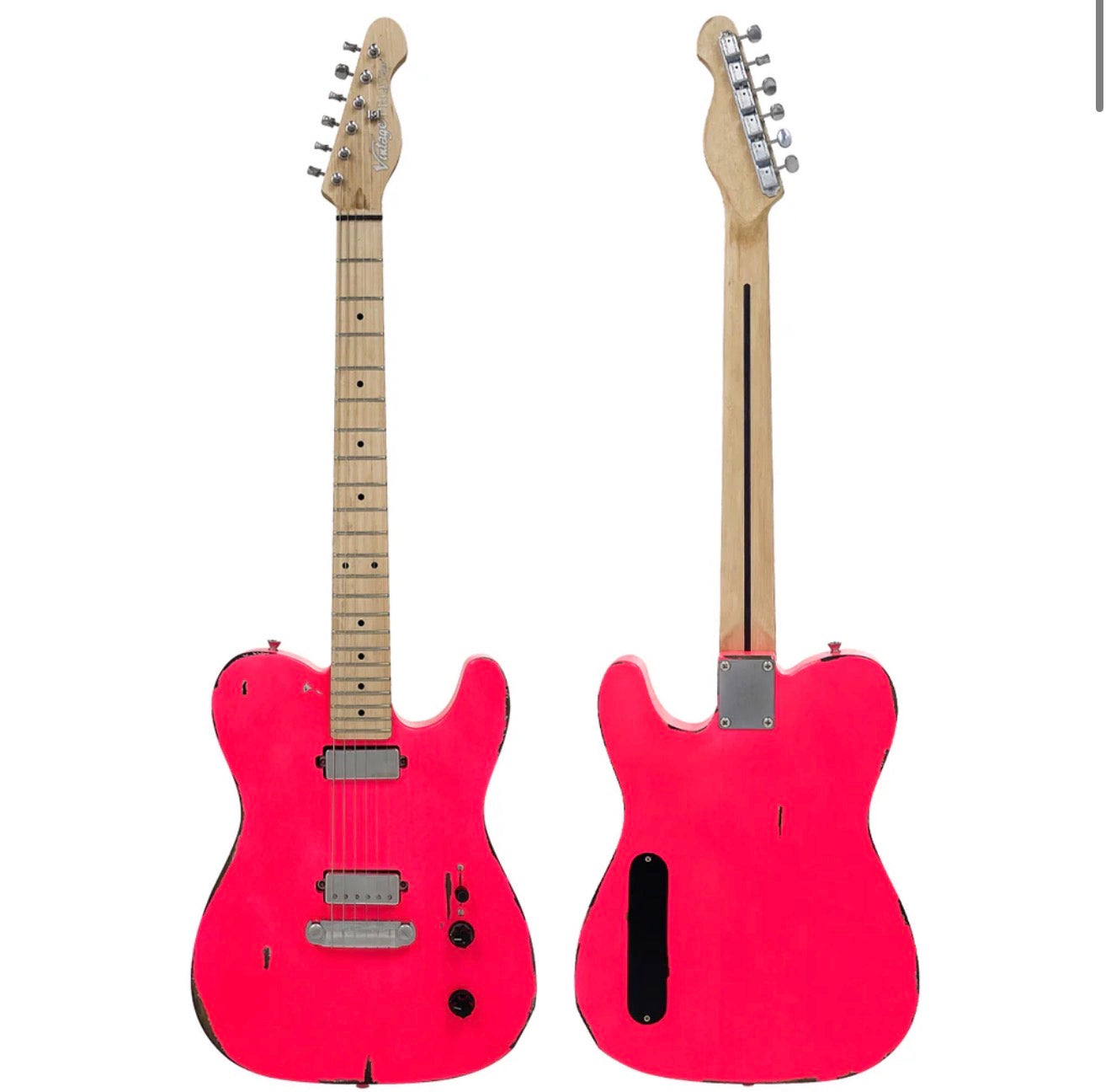 π¬π§ Vintage V52 ProShop Unique Guitar~ Light Distressed Shocking Pink π¬π§