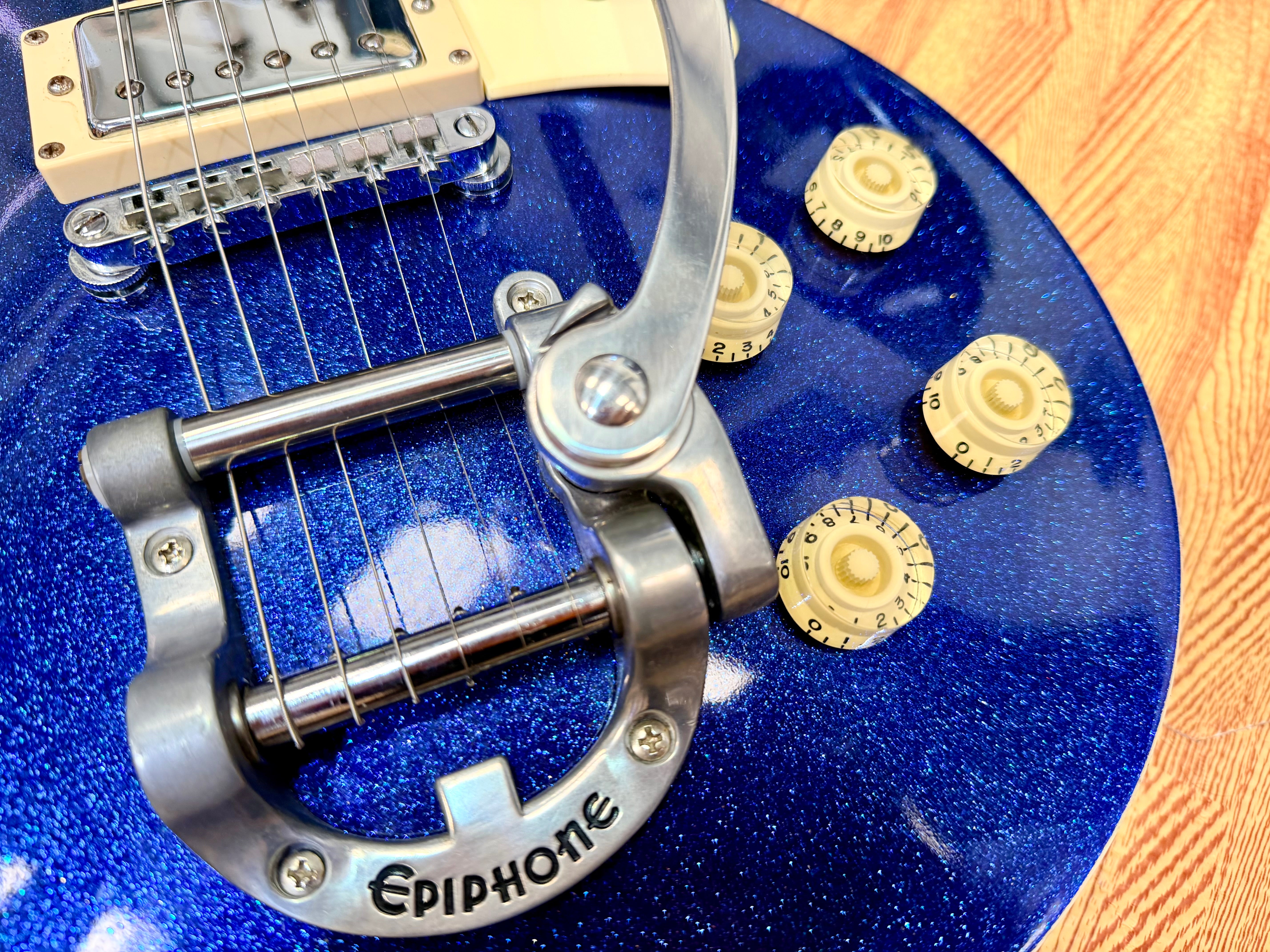 ✨RARE✨ 1997 Epiphone Les Paul~ Limited Edition Blue Sparkle~ Korea Bigsby Trem!