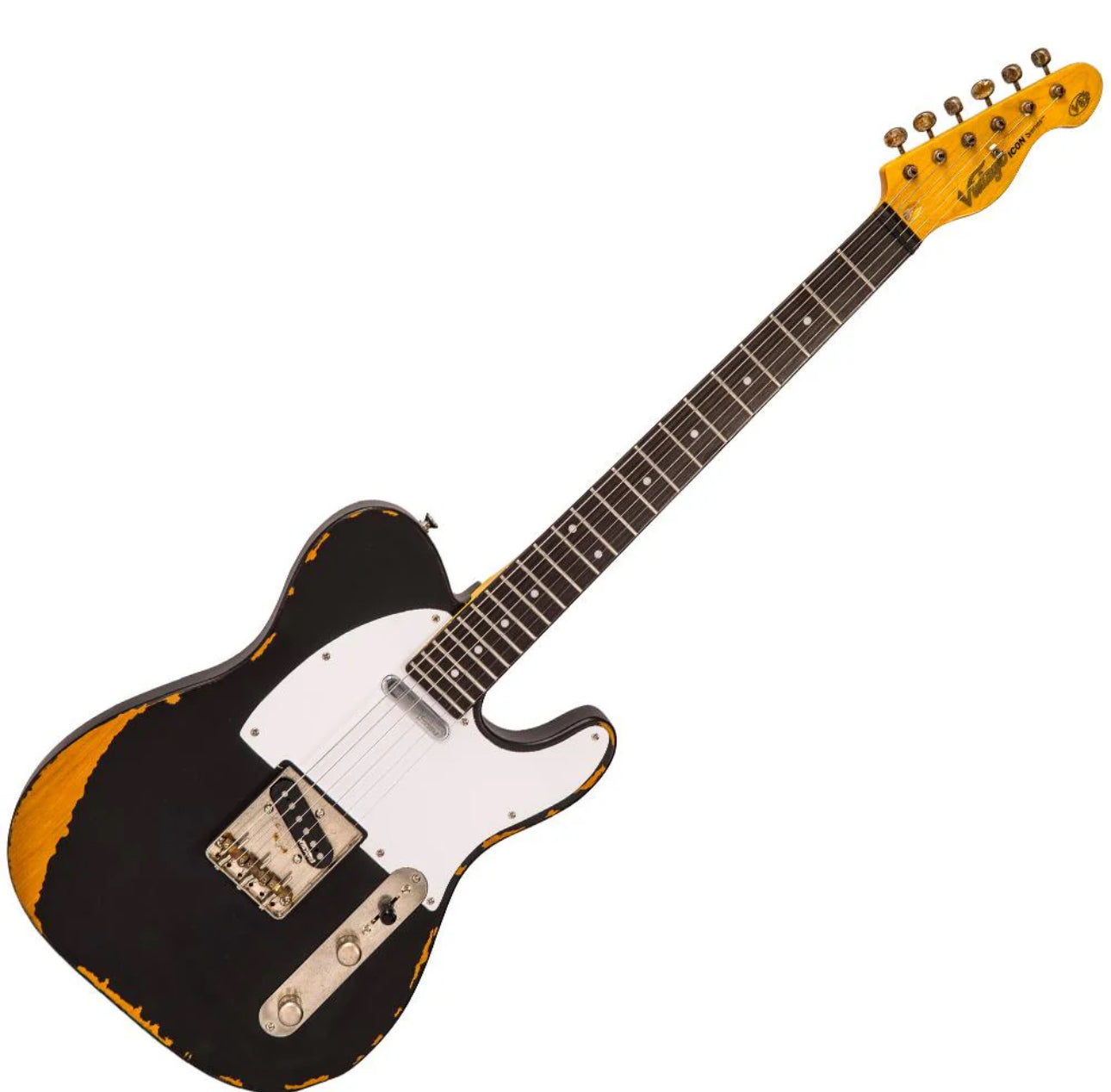 Vintage V62 ICON Telecaster Electric Guitar ~ Distressed Black