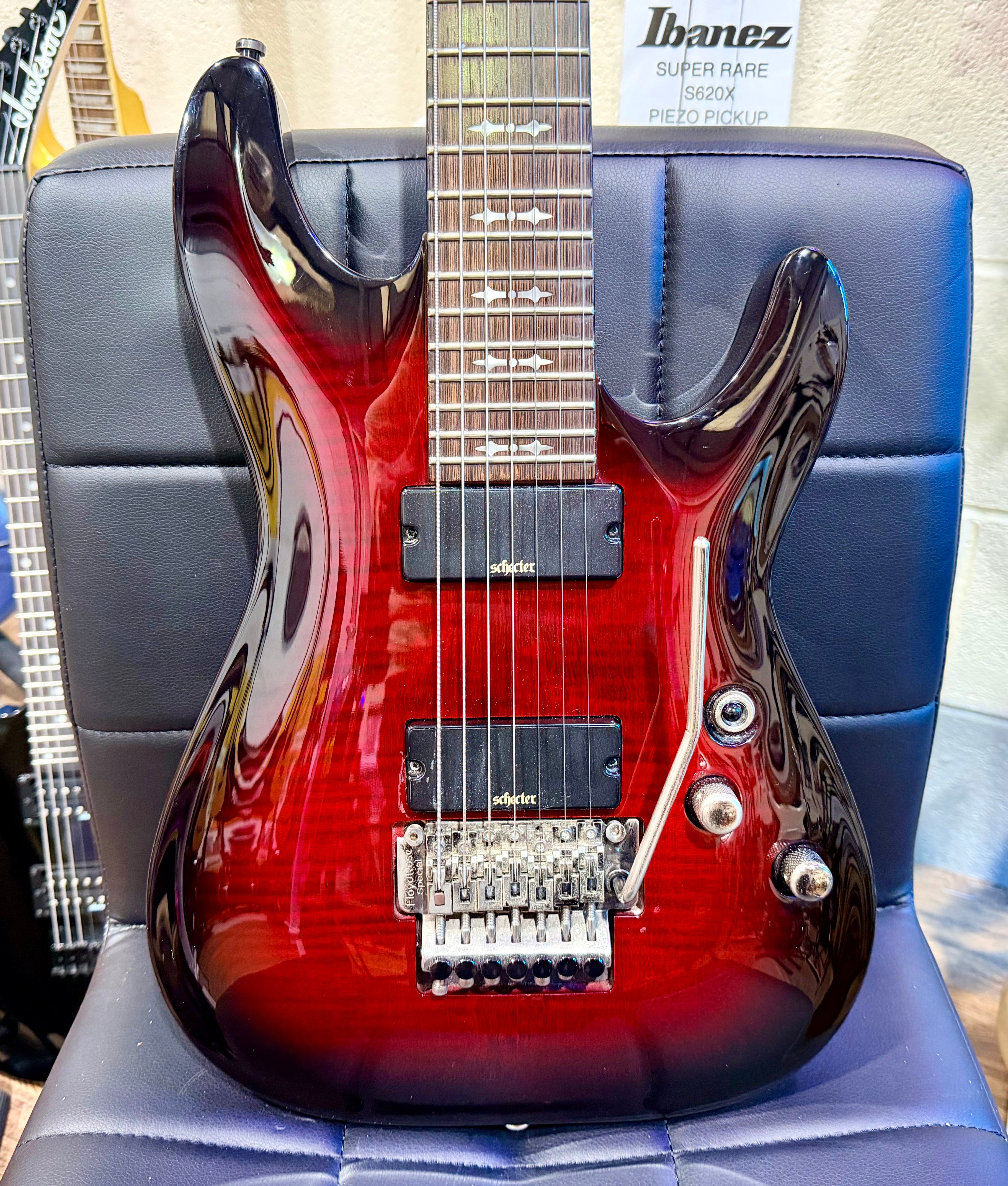 🔥7-STRING🔥 Schecter Demon-7 FR In Crimson Red Burst~ Floyd Rose~ Active~ 2017!