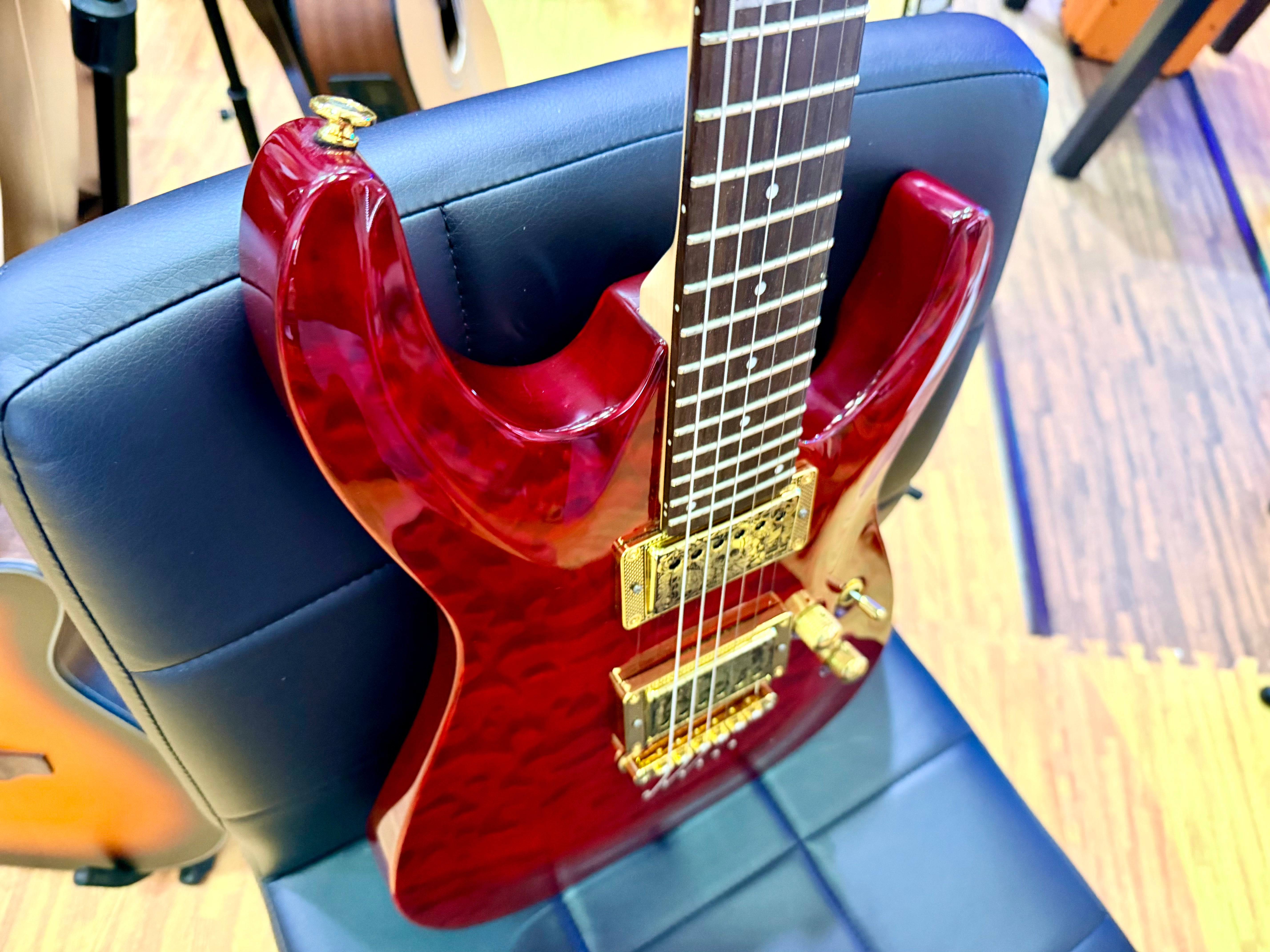 π₯2012π₯ ESP LTD MH-100QM NT See Thru Black Cherry~ Gold Hardware Guyker Lockers