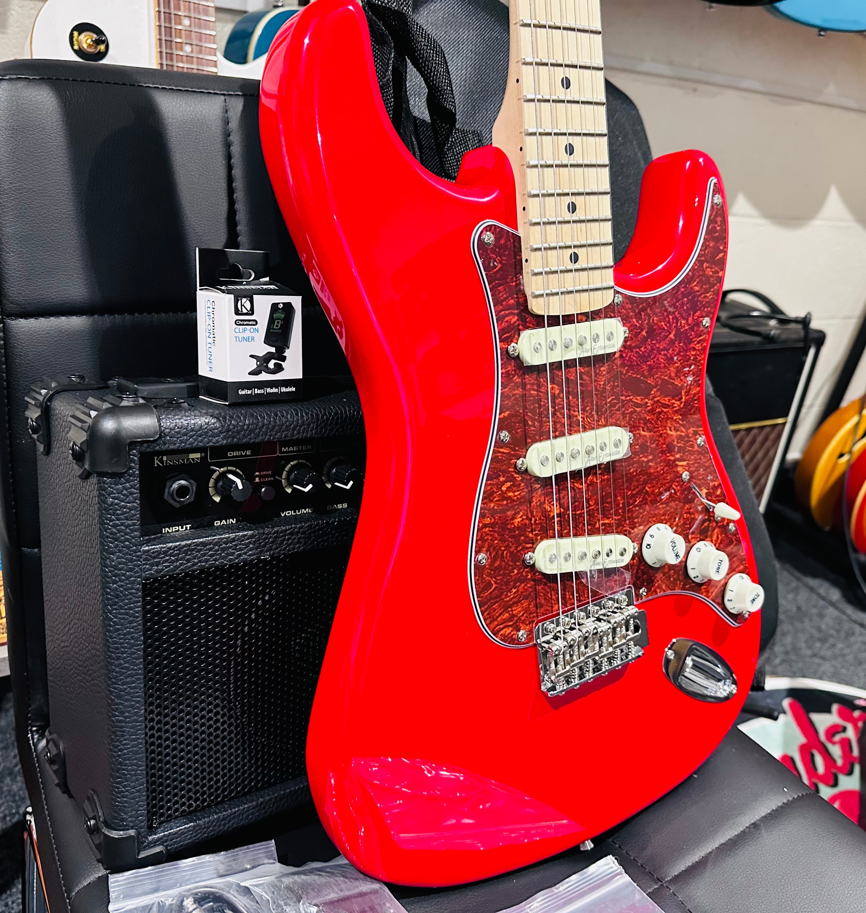 🌟NEW🌟 Vintage V60 Maple Coaster~ Electric Guitar Starter Pack Red~ Strat Style!