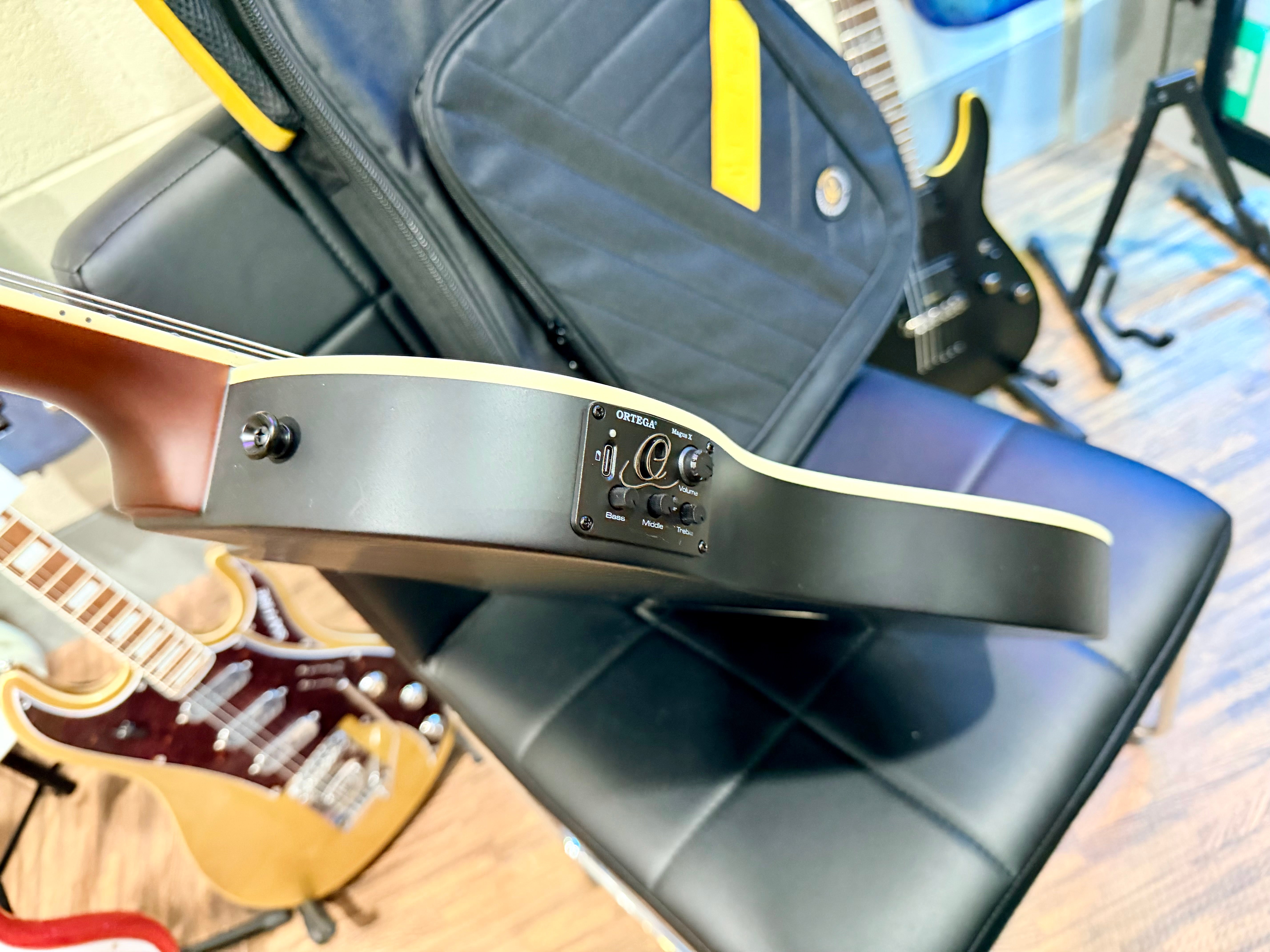 🔥NEW🔥 Ortega TourPlayer Electro-Acoustic Classical Guitar~ Nylon Thin~ Black!