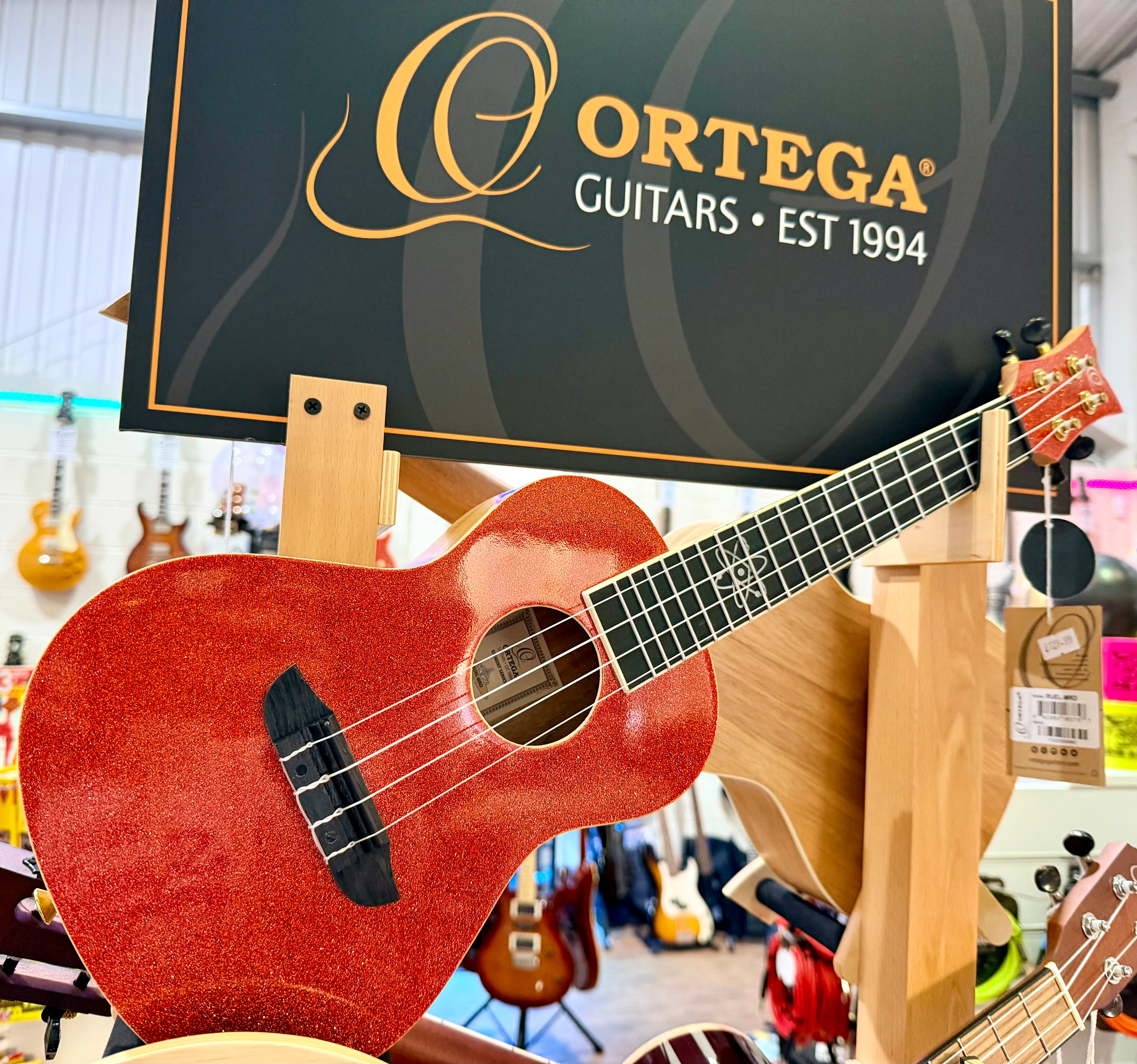 🔥NEW 2025🔥 Ortega Concert Ukulele~ Element Series Metallic Red Sparkle~ Gig Bag