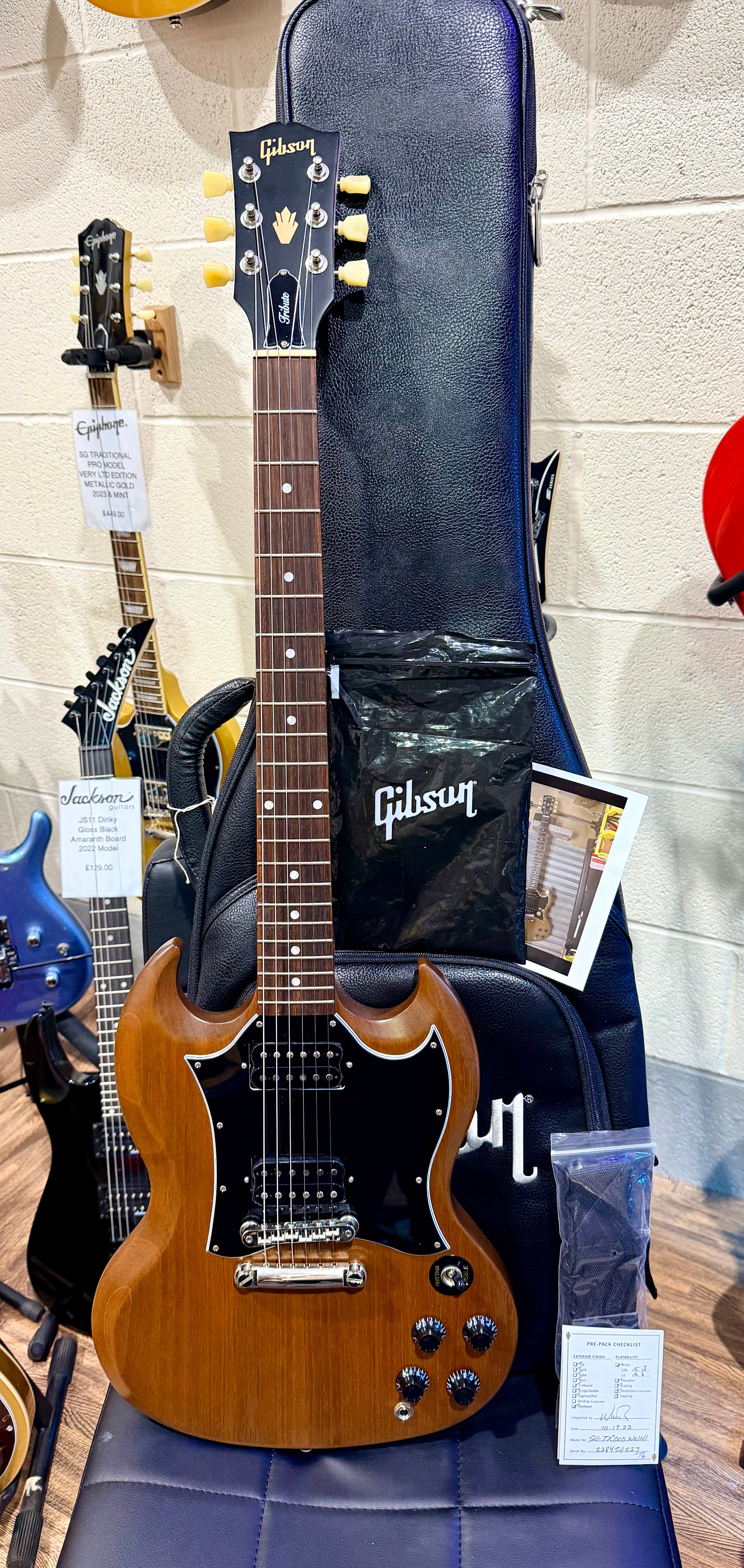 ๐2022๐ Gibson SG Tribute~ Natural Walnut Finish~ Worn Satin~ Case + Candy!