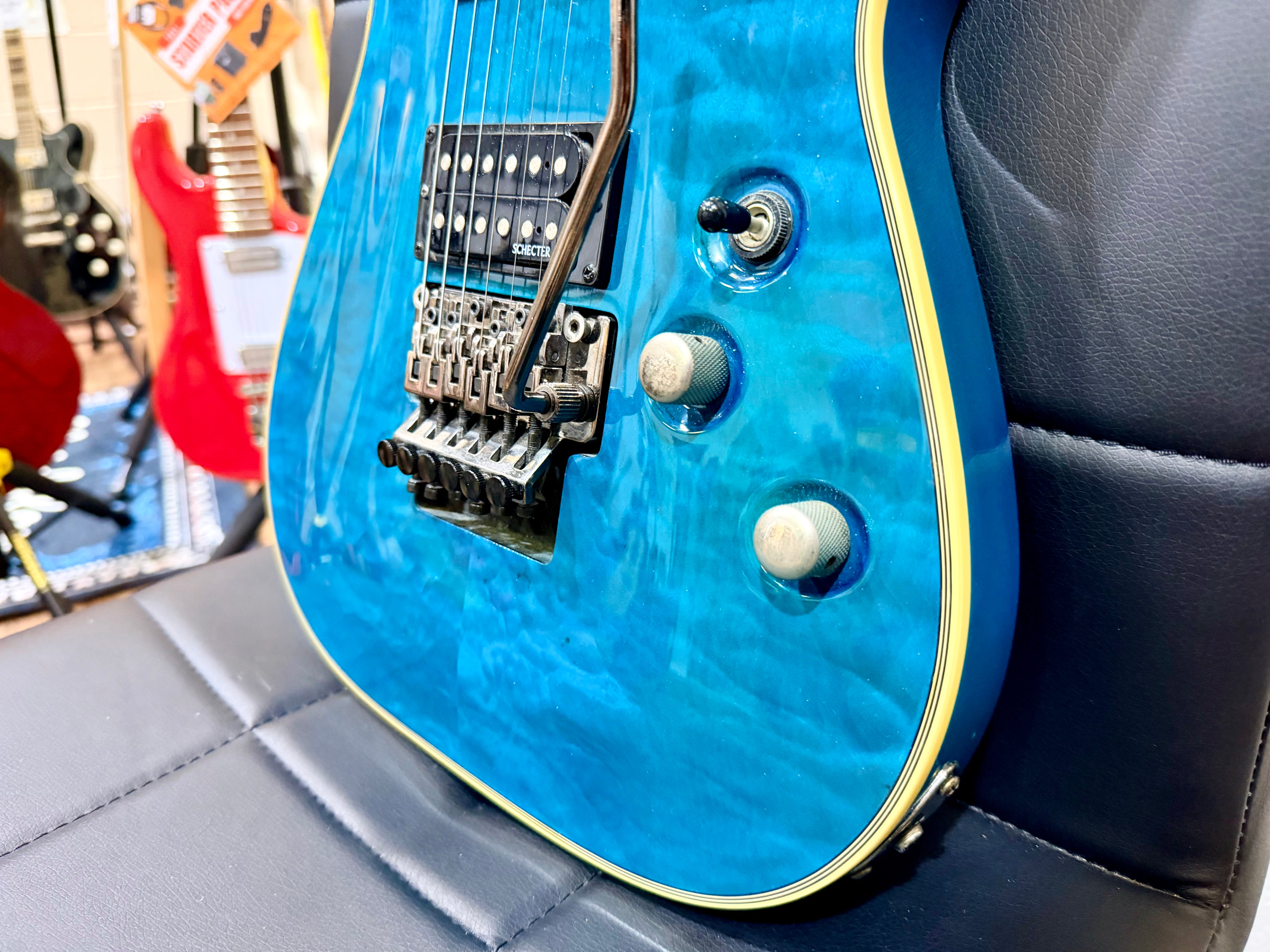 π₯2009π₯ Schecter Omen Extreme 6 FR~ Ocean Blue Burst~ Floyd Rose Model!