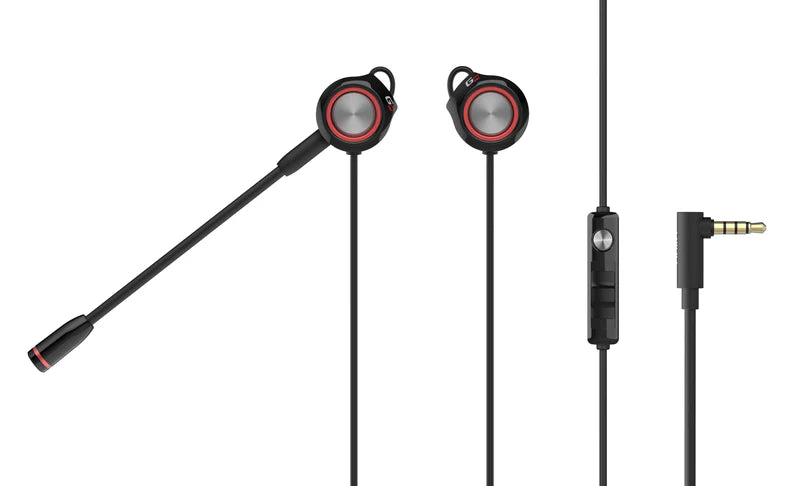 Edifier GM3SE In-Ear Gaming Earphones With Detachable Microphone For PC / Android / IOS & PS4 - Black & Red