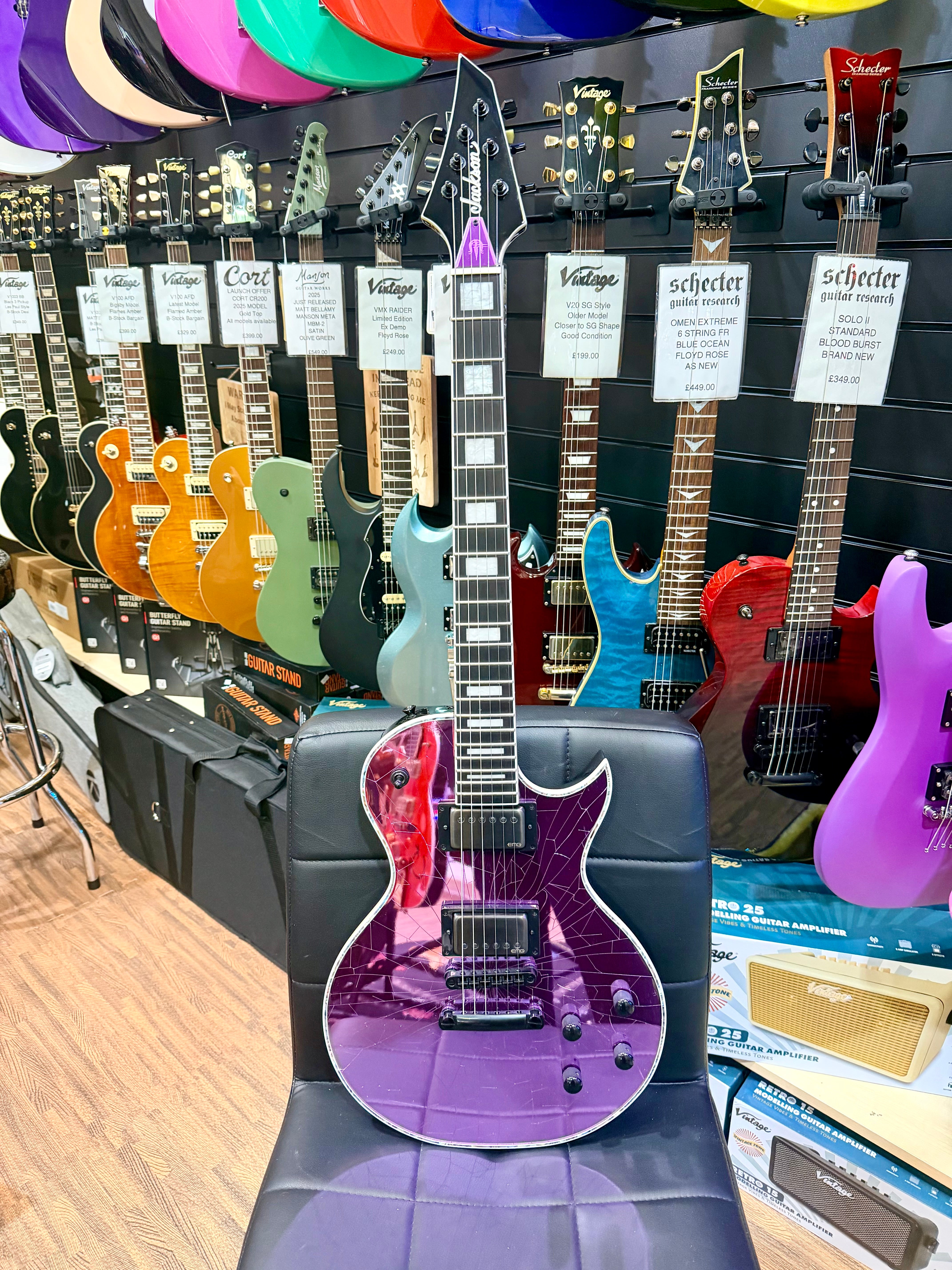 π₯2021π₯ Jackson Pro Series Marty Friedman MF-1 Purple Cracked Mirror Signature!