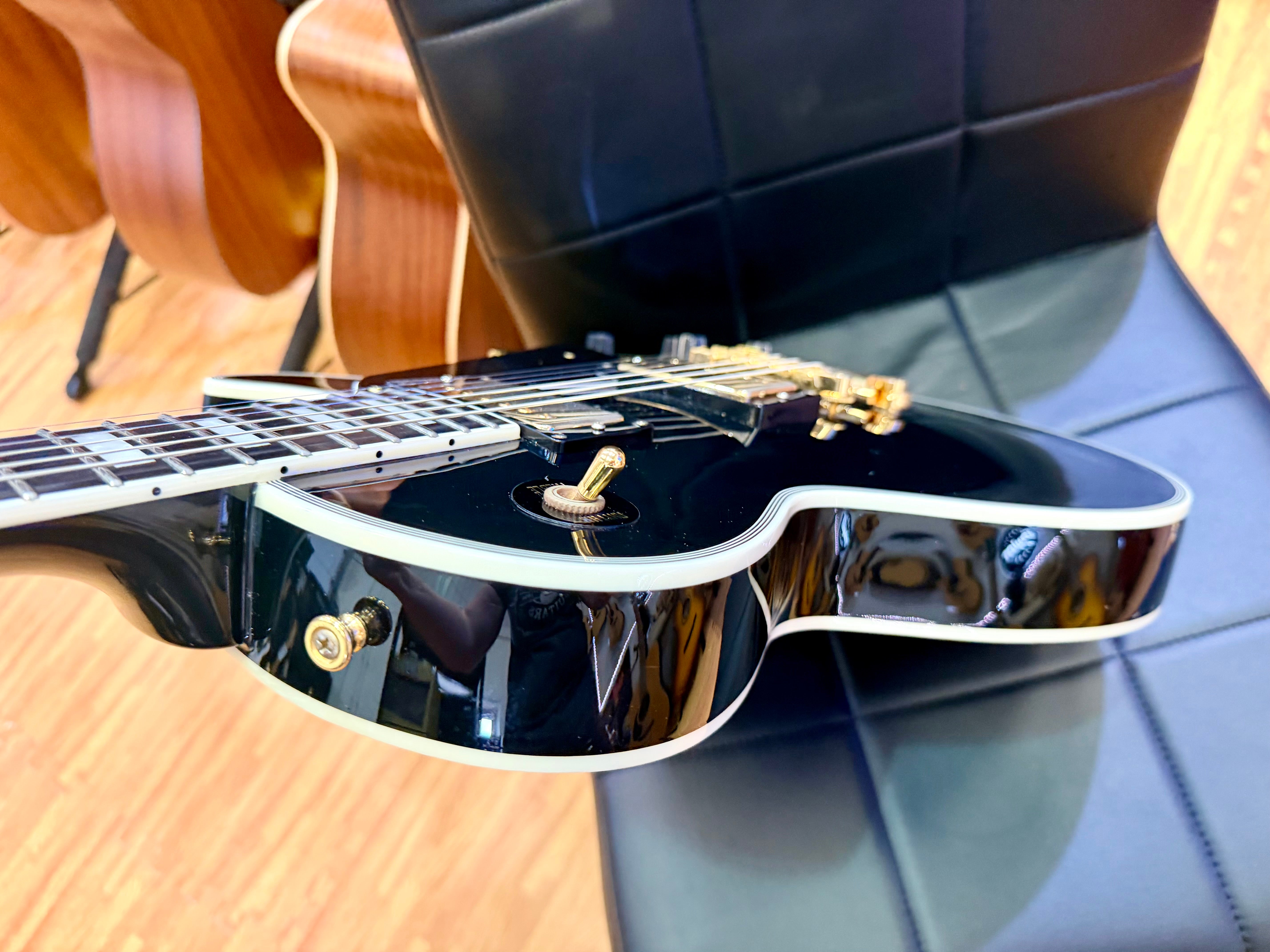 π₯2018π₯ Edwards E-LP-105CD Les Paul Custom Ebony~ Made In Japan βESPβ MIJ + Bag
