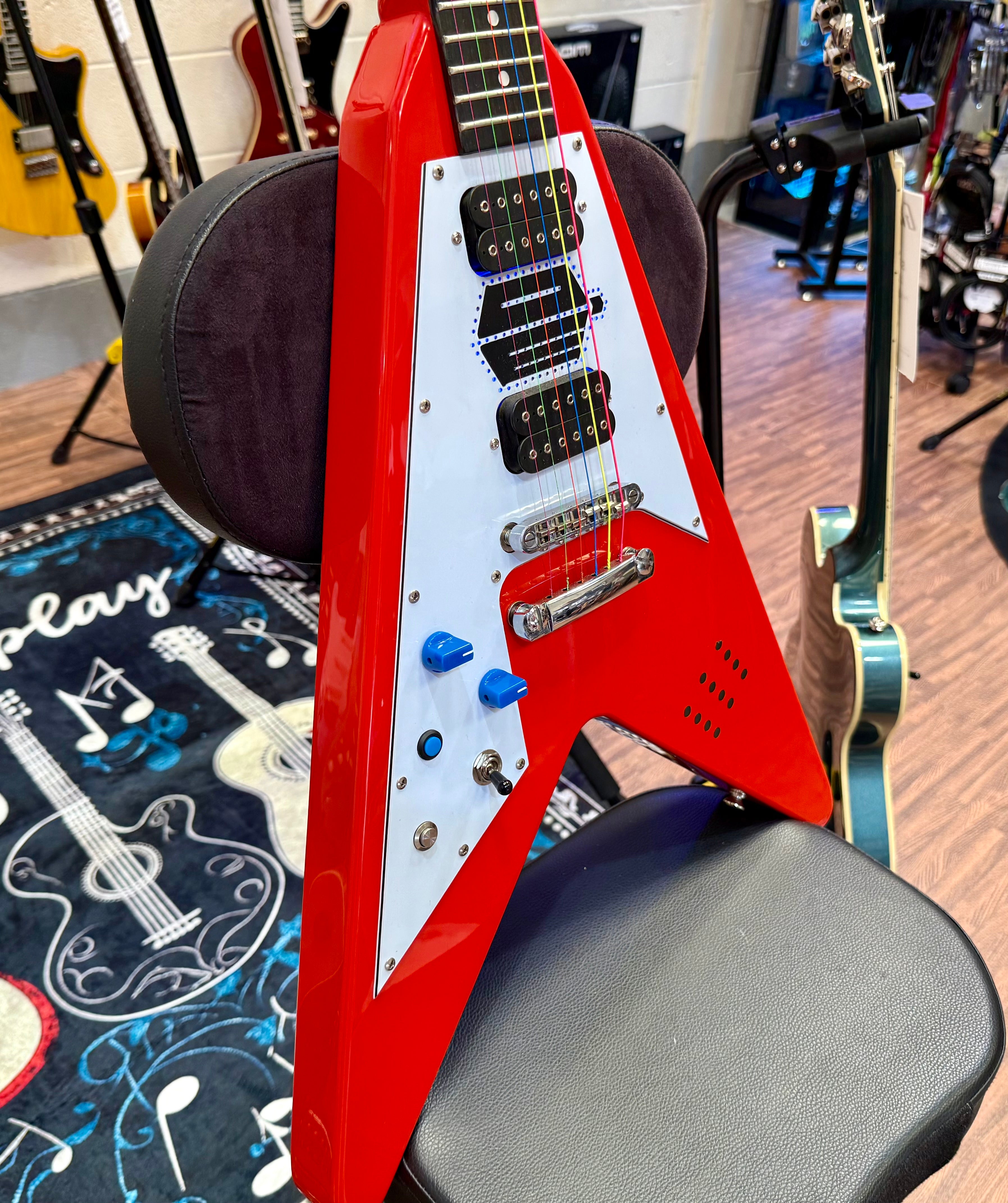 🔥DR WHO🔥 Custom Flying V Left Handed Guitar~ Doctor Who Tardis Lights~ Lefty!