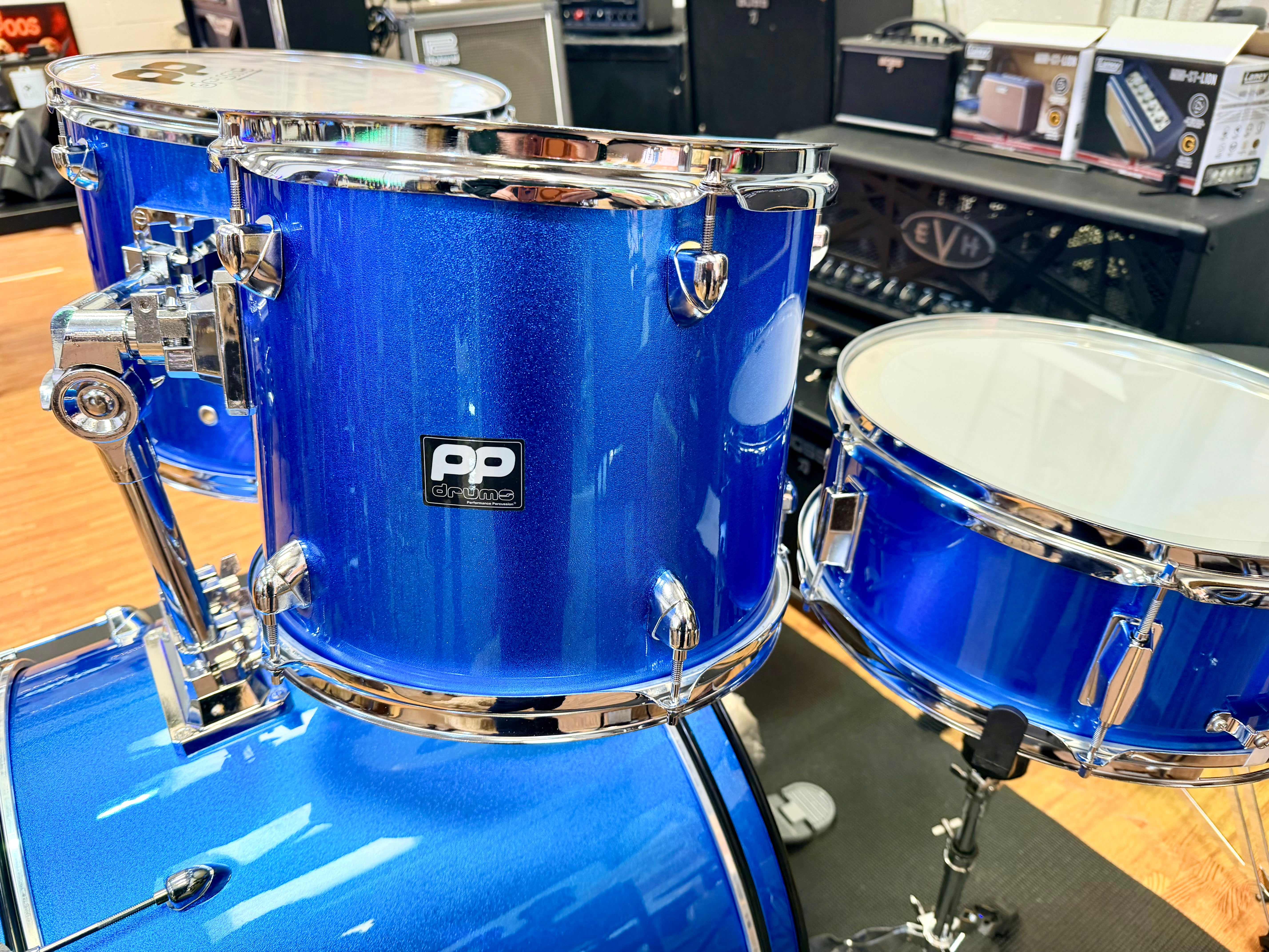 🥁 Performance Percussion PP250 5-Piece Drum Kit~ Metallic Blue Acoustic Set 🥁
