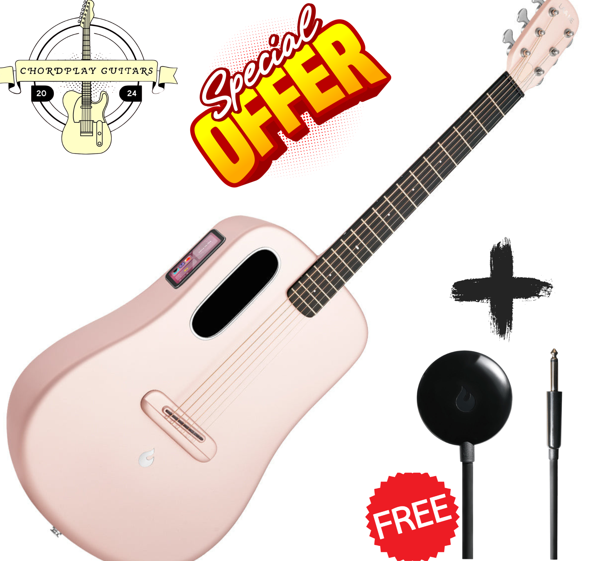π₯ LAVA Music ME 4 36β Smart Carbon Electro Acoustic Guitar~ Pink~ FREE Cable π₯
