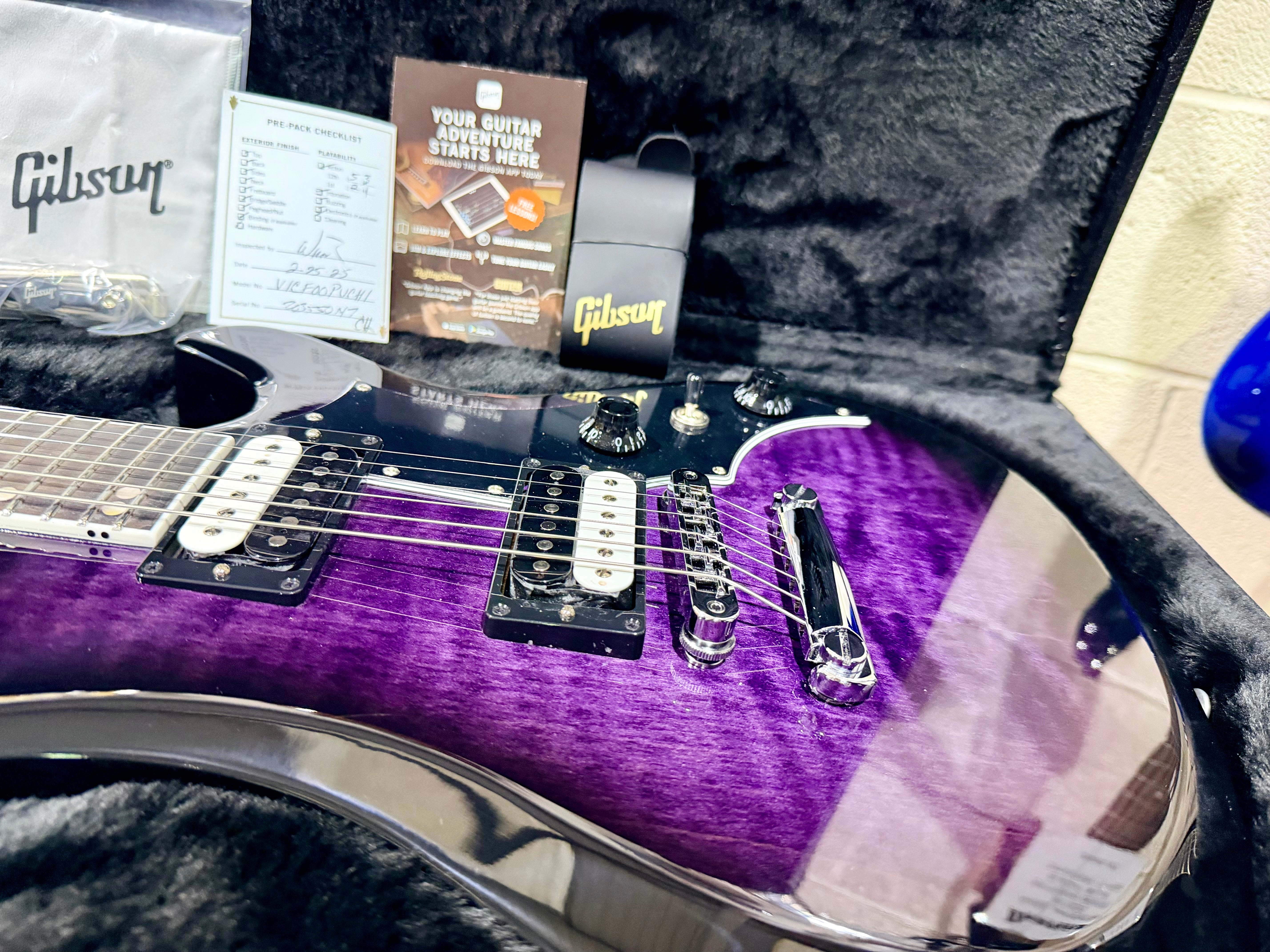 🔥NEW🔥 2025 Gibson Victory Figured Top~ Dark Purple Burst~ Hard Case & Docs!
