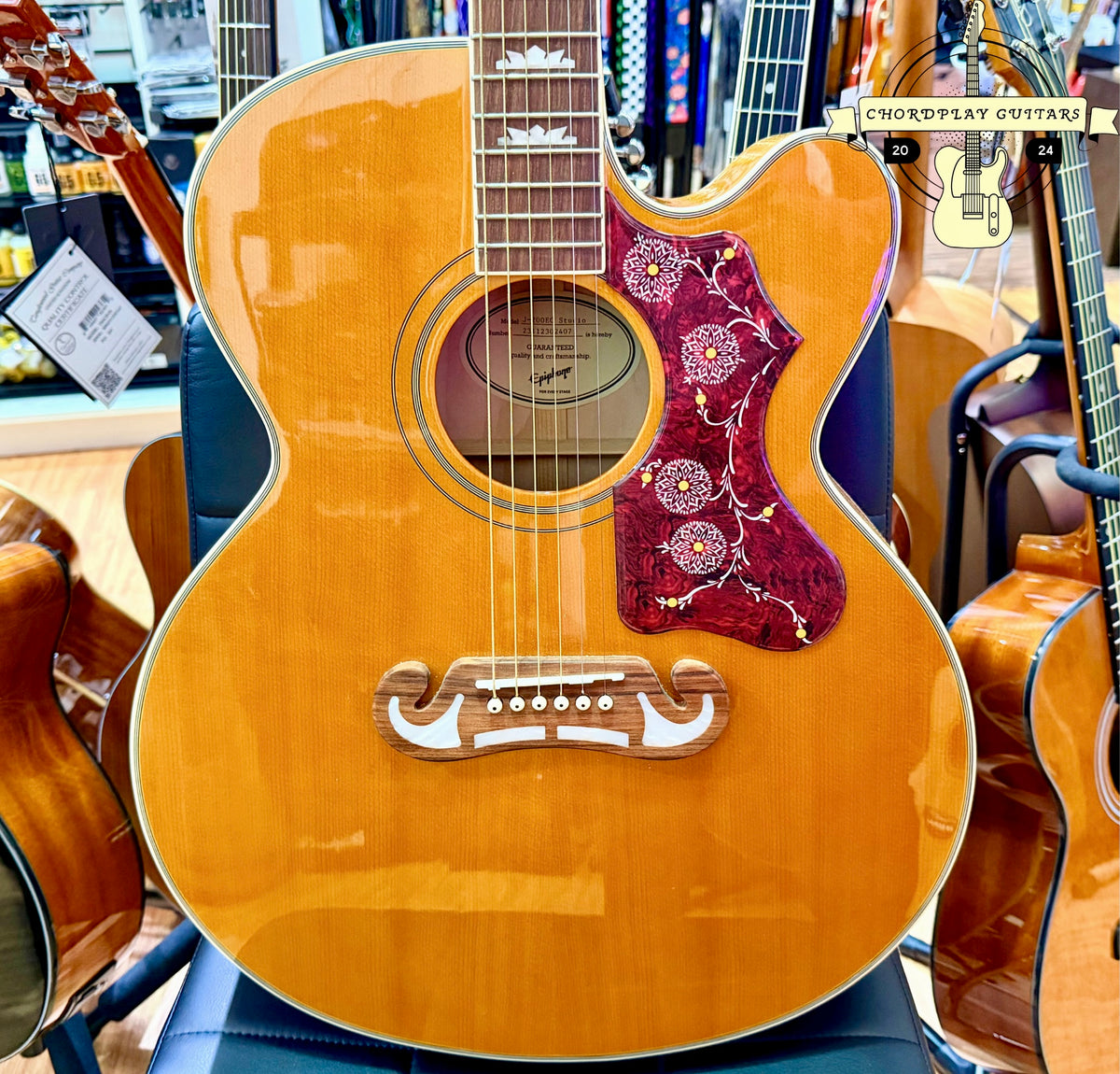 2023 Epiphone J-200 EC Studio Electro-Acoustic~ Natural~ Super Jumbo Guitar