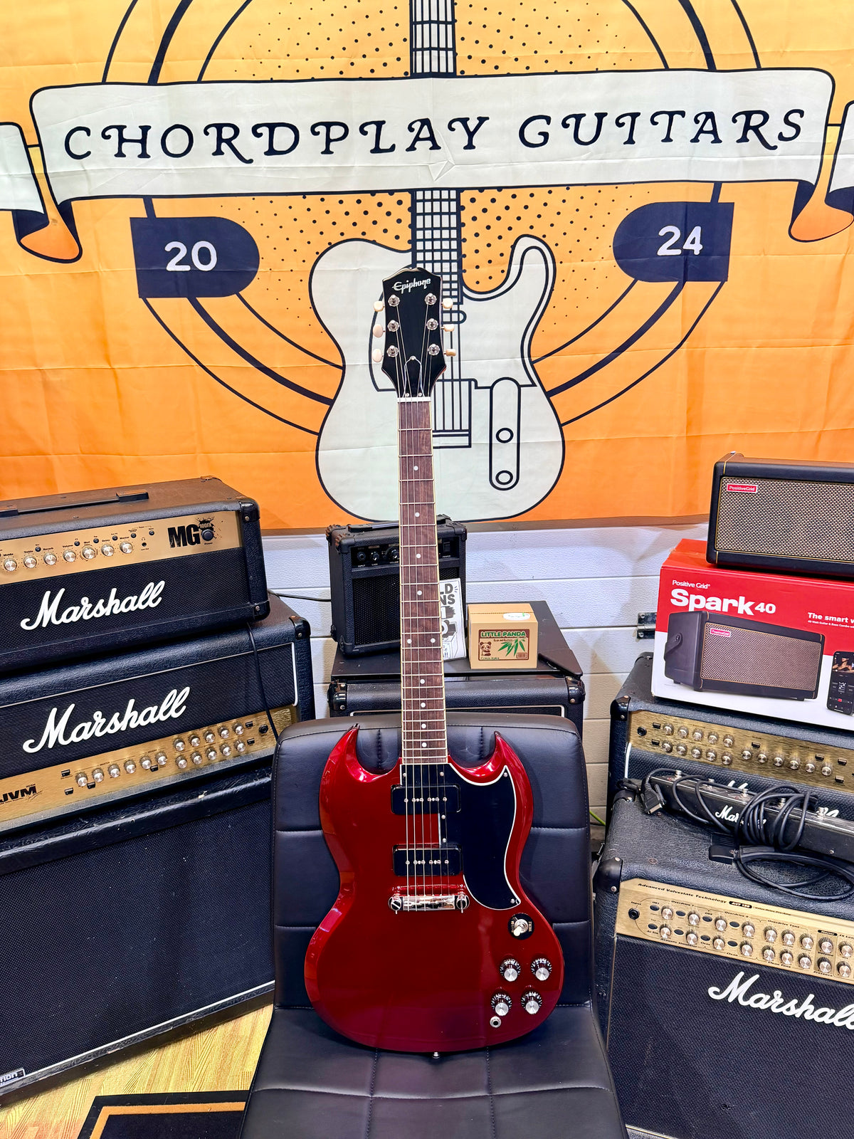 ✨2025✨ Epiphone SG Special P-90 Sparkling Burgundy + Hard Case~ MINT Condition