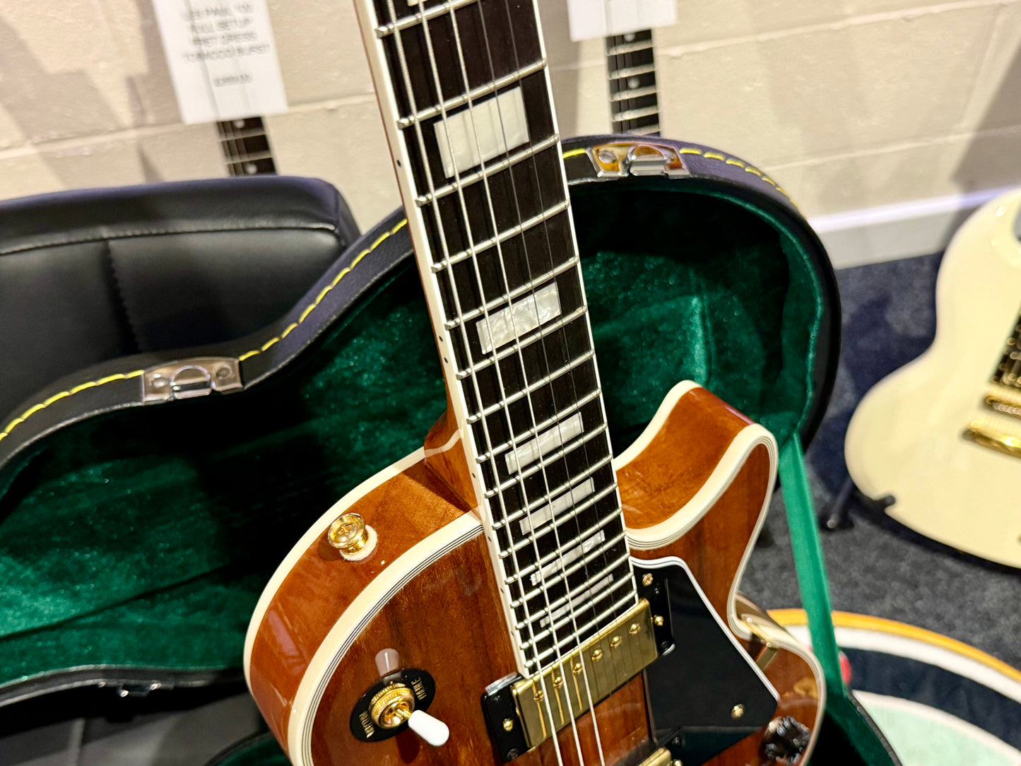 🔥MINT 2022🔥 Epiphone Les Paul Custom Koa Natural~ Gold Hardware~ Hard Case!