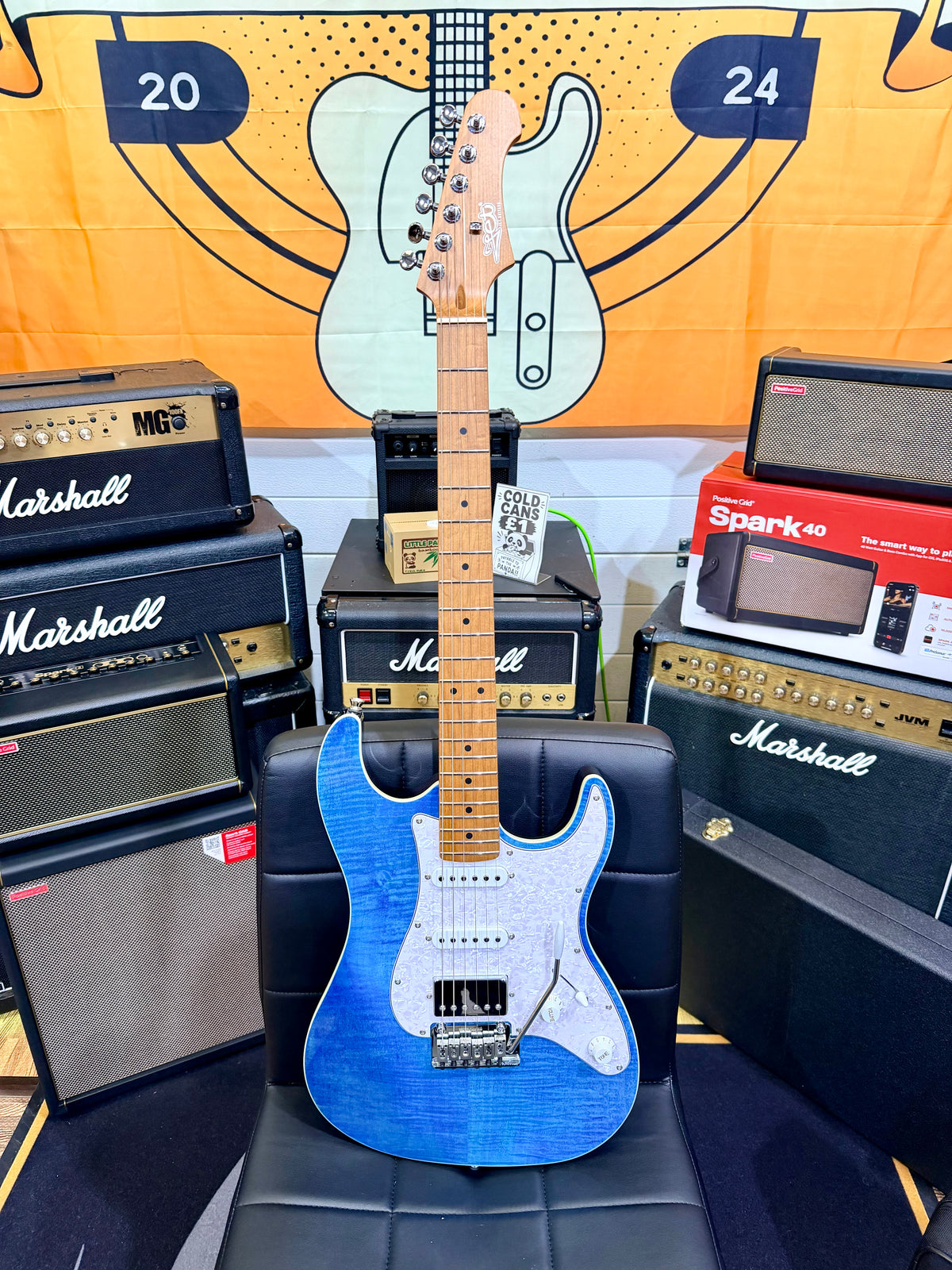 ⚡️NEW⚡️ JET JS-450 Flamed Ocean Blue Electric Guitar~ HSS Flame Top Strat~ 2026!
