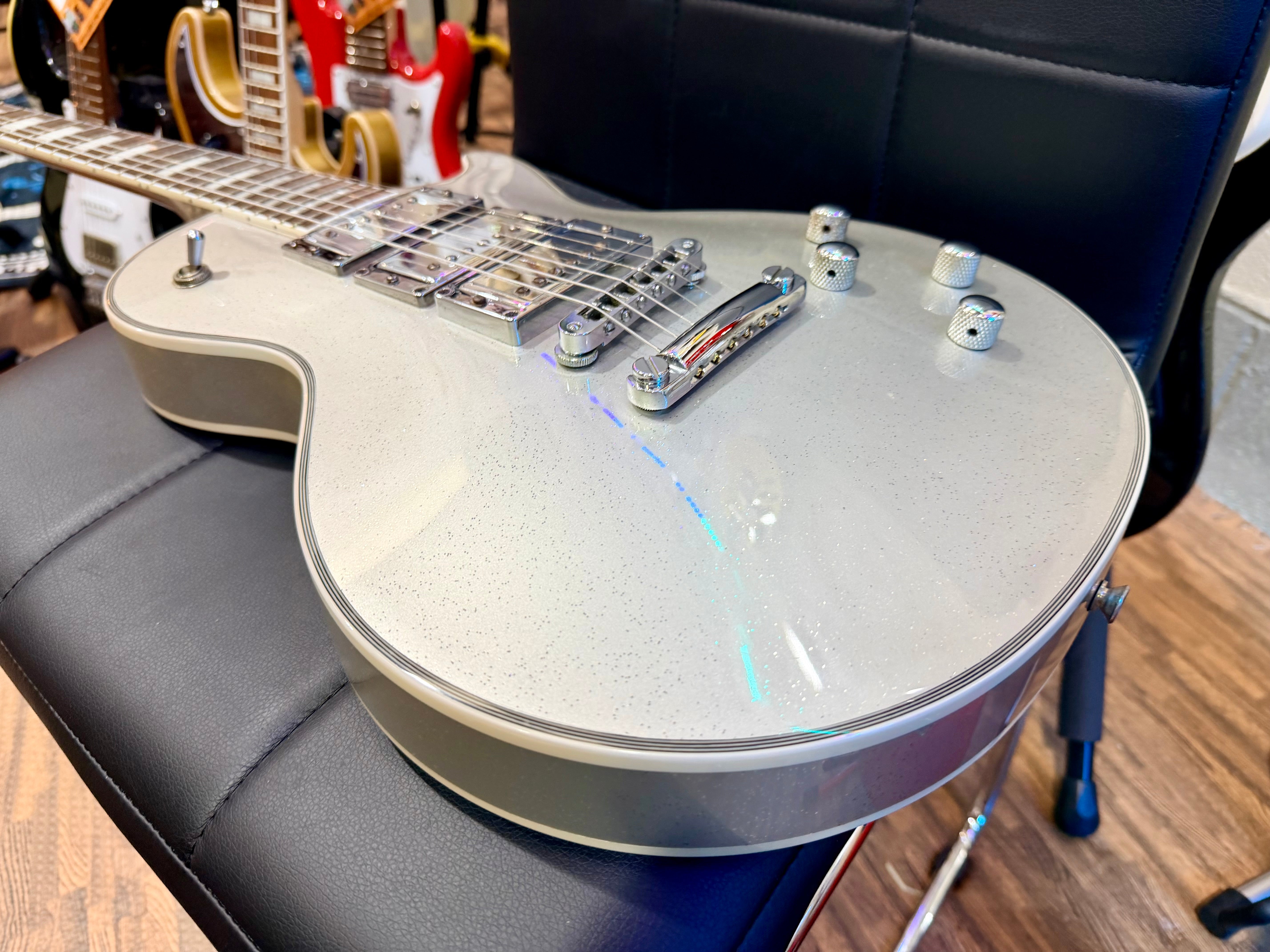 🌟RARE 2019🌟 Burny RLC-60 Les Paul Custom~ HHH Silver Sparkle~ By Fernandes!