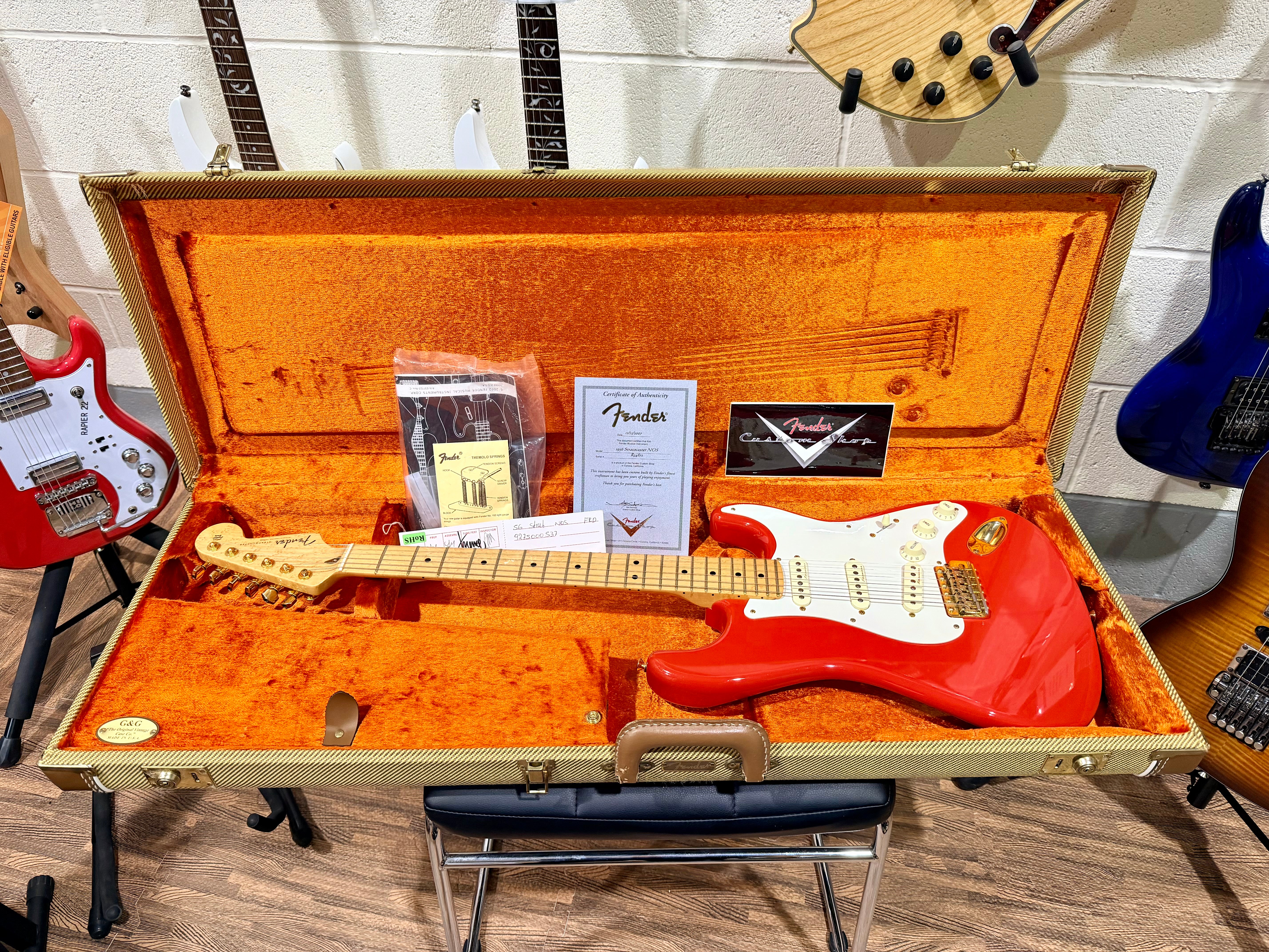 🌟2007🌟 Fender USA Custom Shop 1956 NOS Stratocaster Fiesta Red & Gold~ Maple!