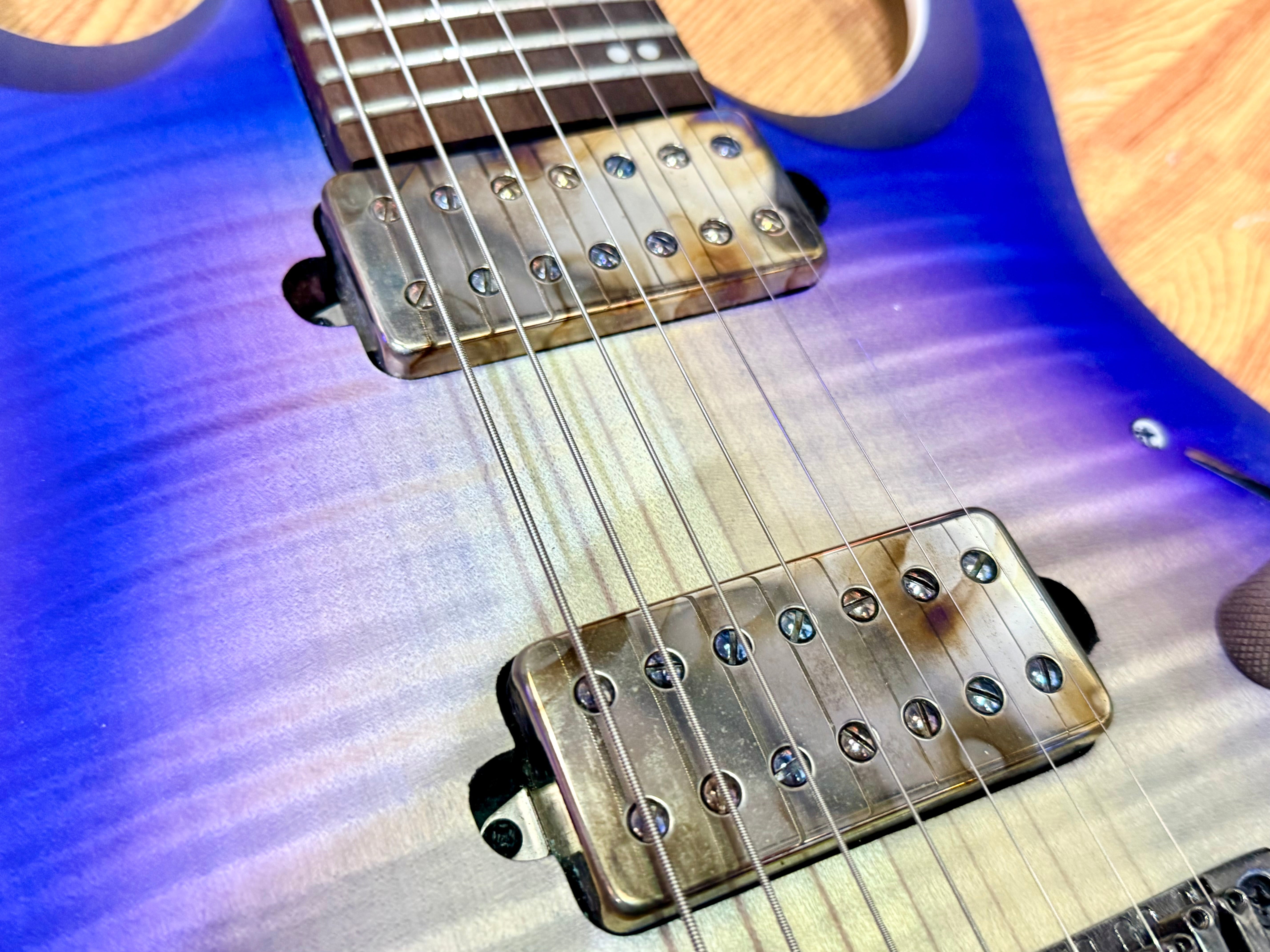 π₯2019π₯ Ibanez RGA71AL Axion Label 7 String~ Indigo Aurora Burst~ Bare Knuckle!