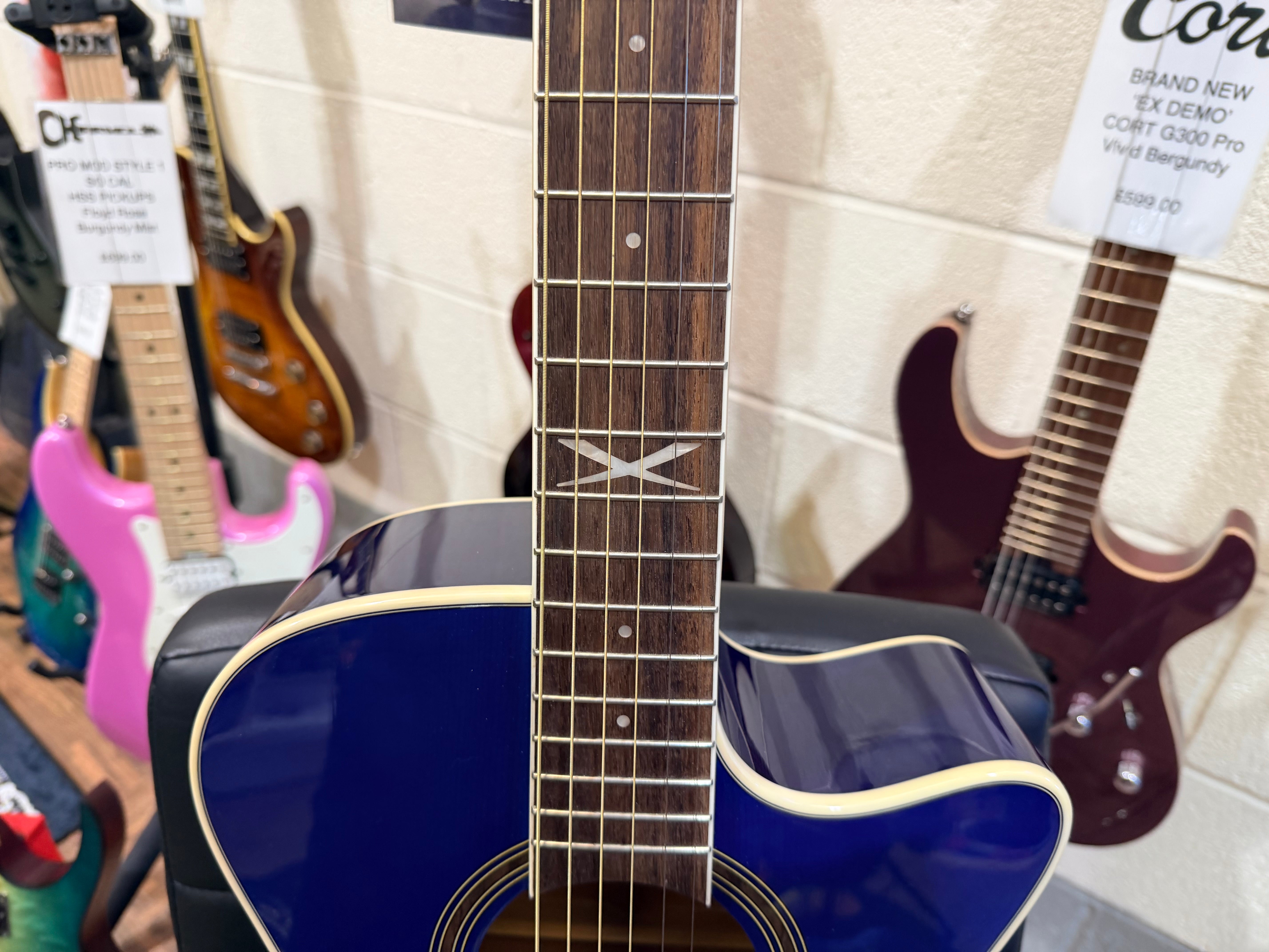 🔥NEW 2026🔥 Eko NXT A100CE Electro-Acoustic Guitar~ See Thru Blue~ Latest Model