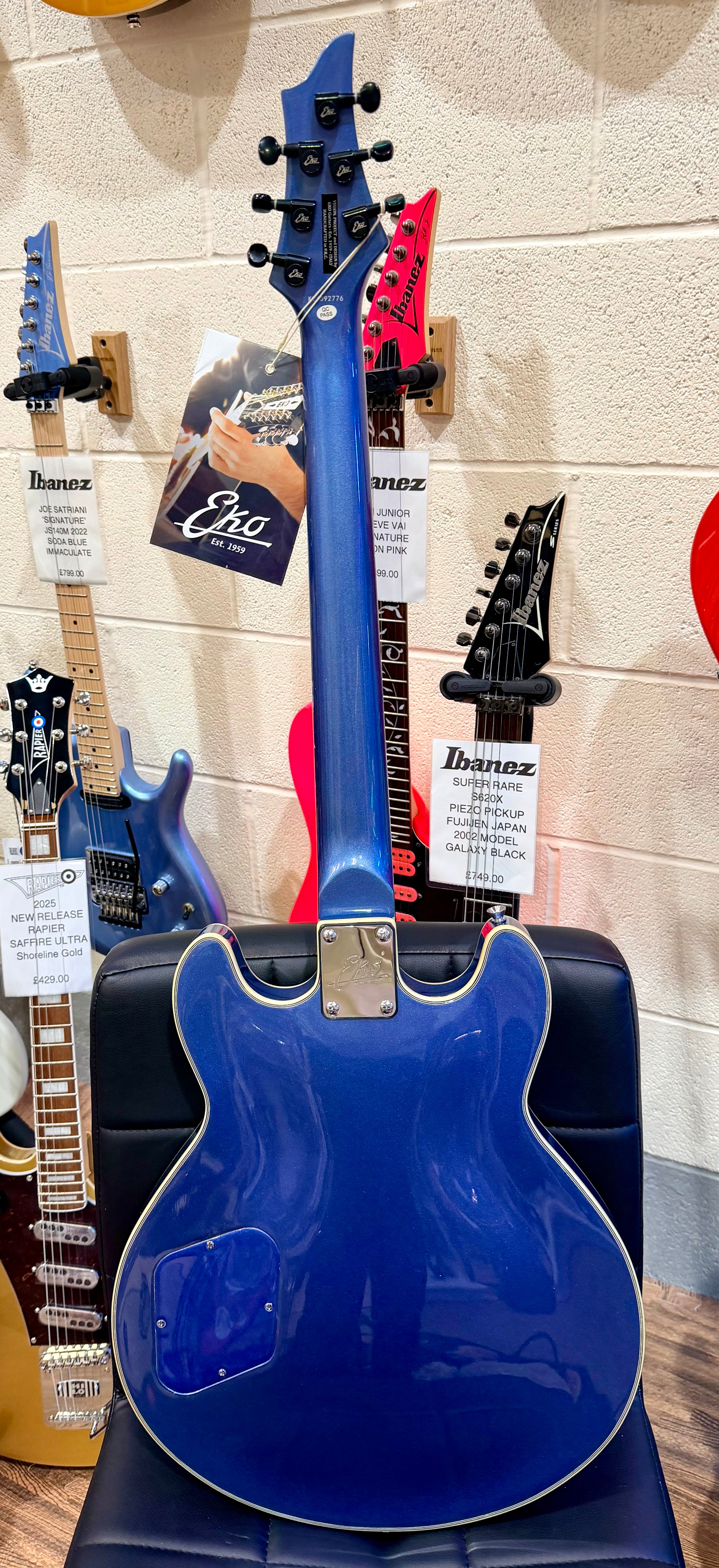 🌟NEW 2025🌟 Eko MIA IV SA~ Blues Blue~ Semi-Hollow HH~ Coil-Split~ Maple Top!