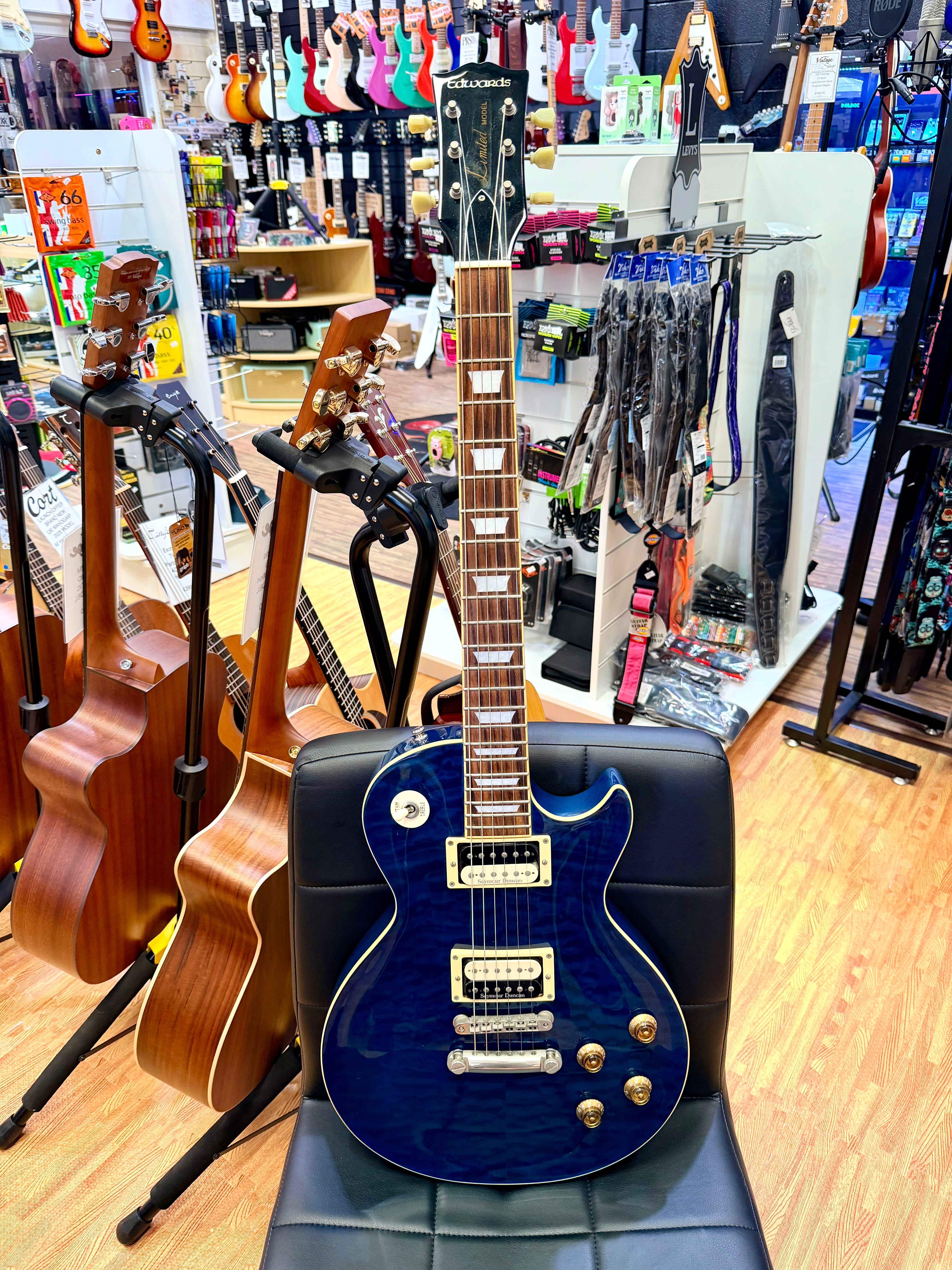 β¨2008β¨ Edwards E-LP Limited Model Les Paul~ Blue Aqua Quilt~ Made in Japan π―π΅