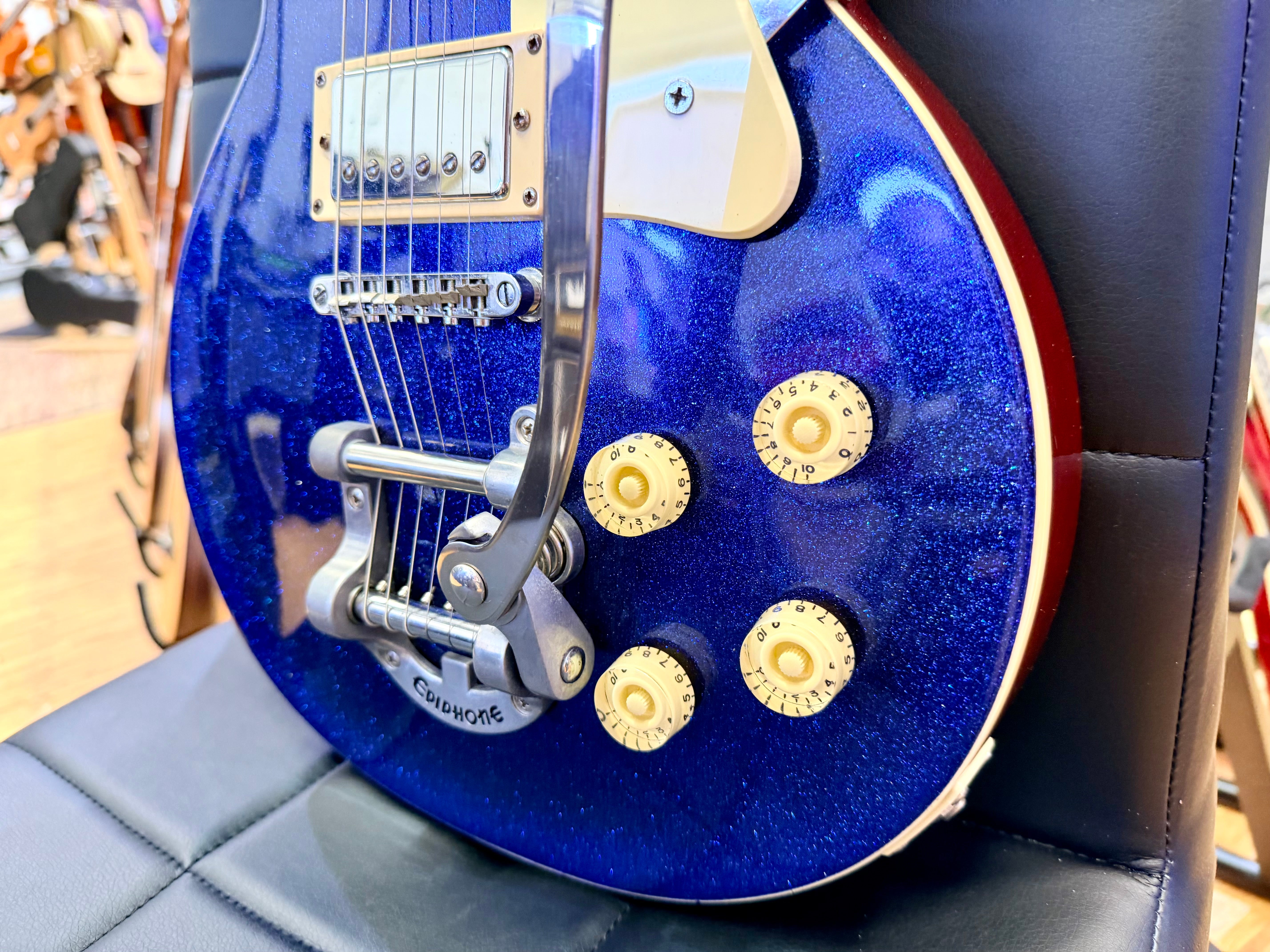 ✨RARE✨ 1997 Epiphone Les Paul~ Limited Edition Blue Sparkle~ Korea Bigsby Trem!