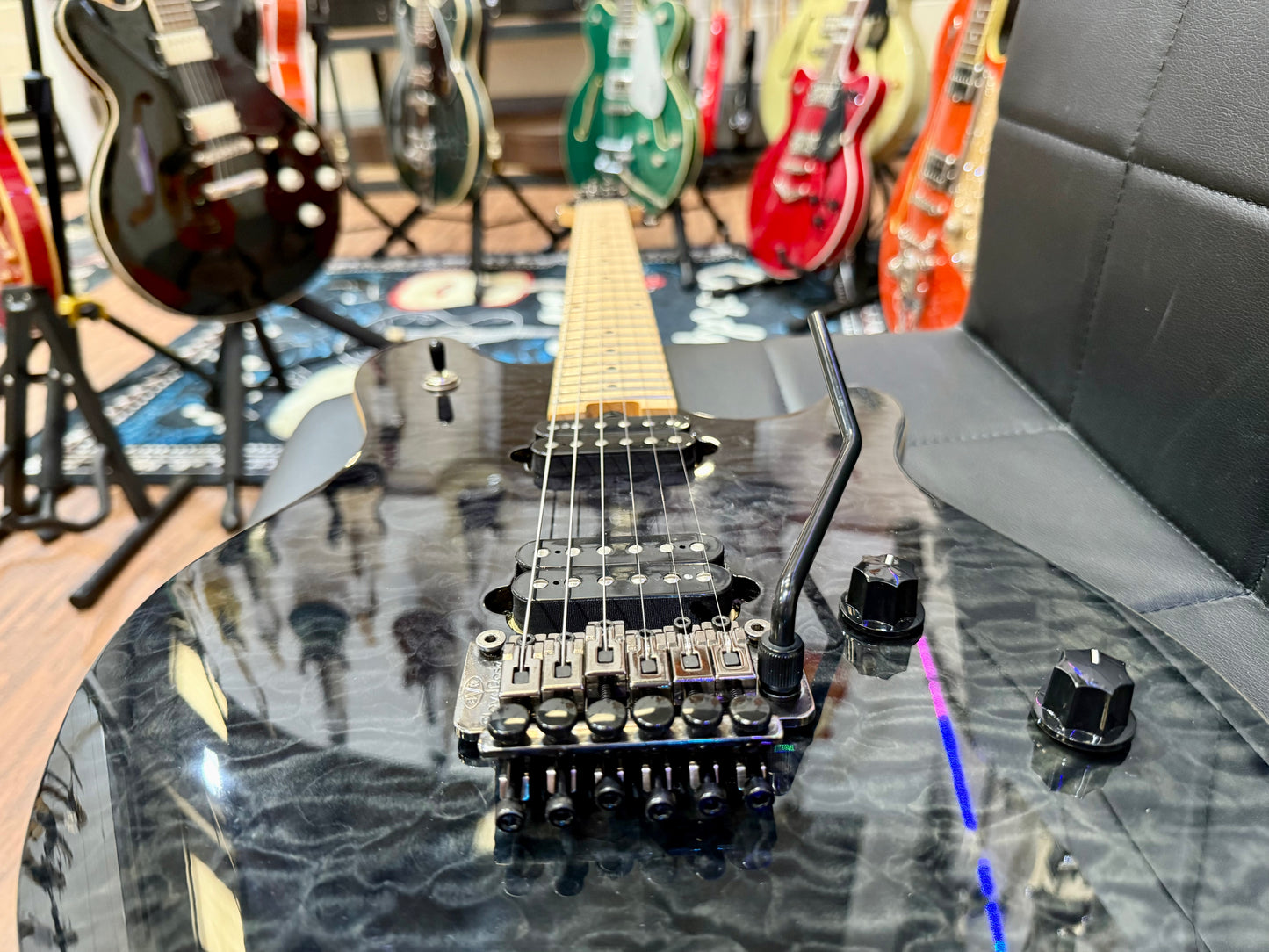 ๐ธ2014๐ธ EVH Wolfgang Standard~ Quilted Trans Black Guitar~ Van Halen~ Floyd Rose