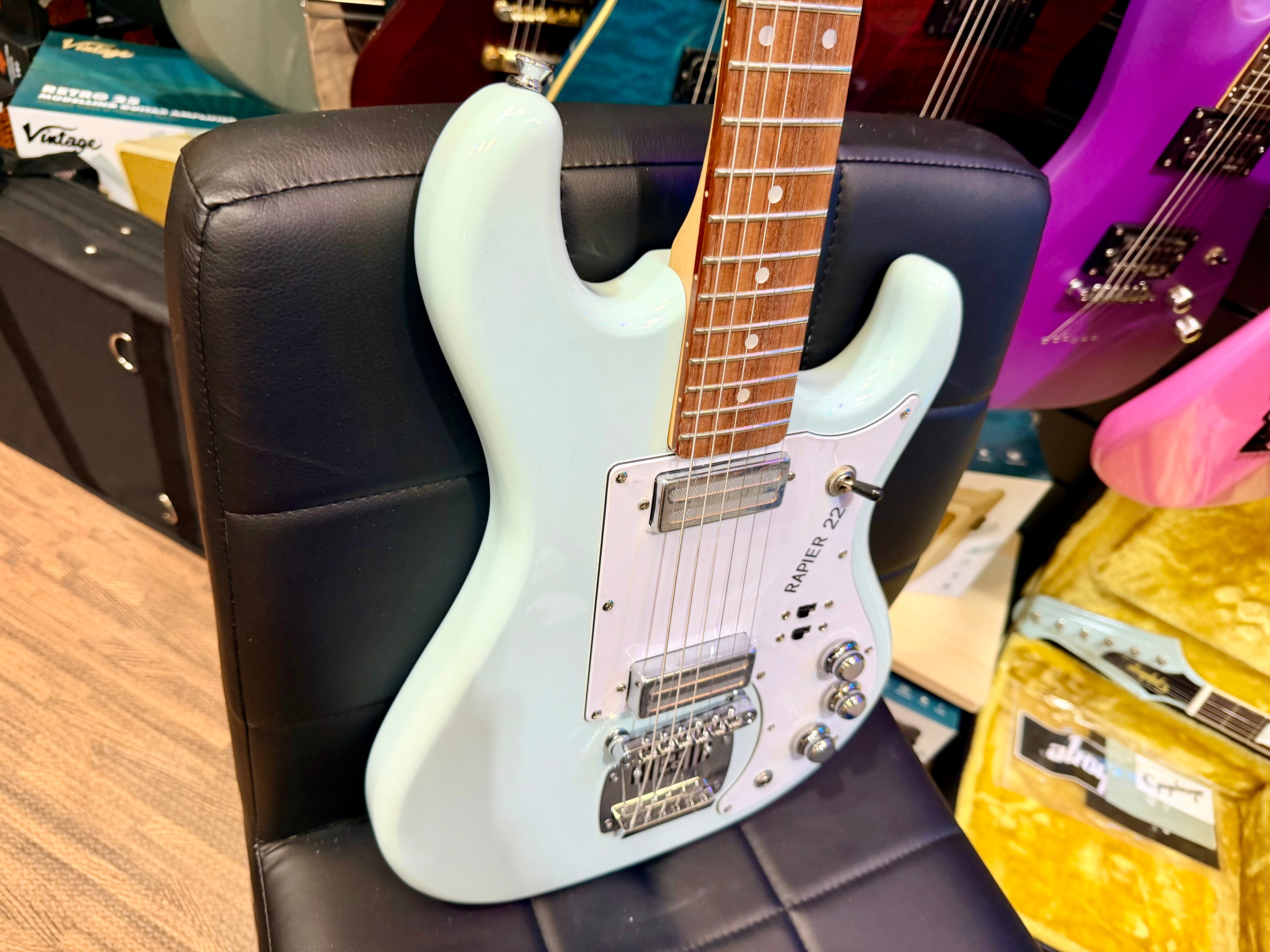 ✨EX-DEMO✨ Rapier 22 Electric Guitar In Daphne Blue~ Alan Entwistle Designed!