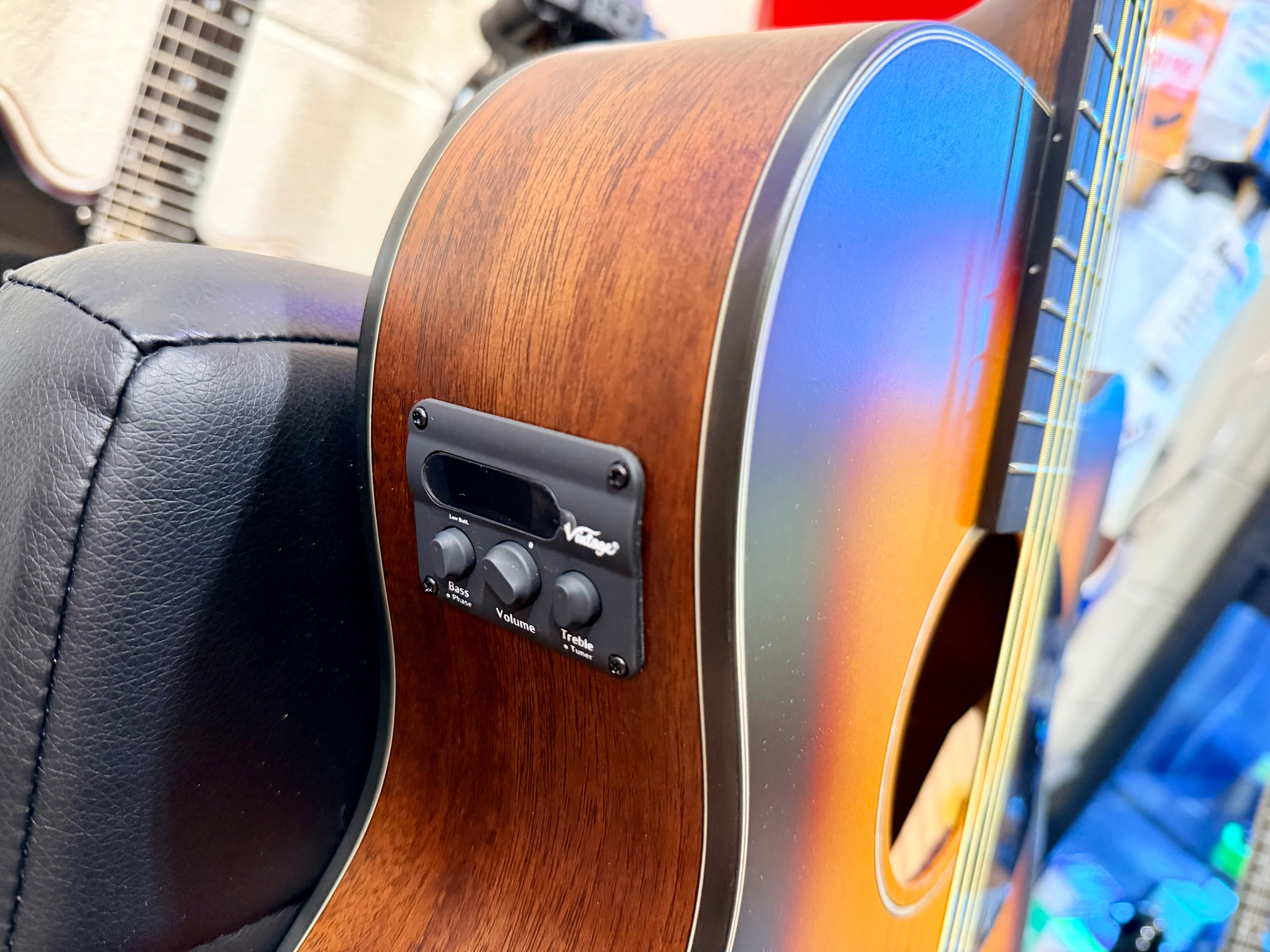 ☀️NEW☀️ Vintage VEC300SB Folk Cutaway Electro-Acoustic Guitar~ Sunburst!