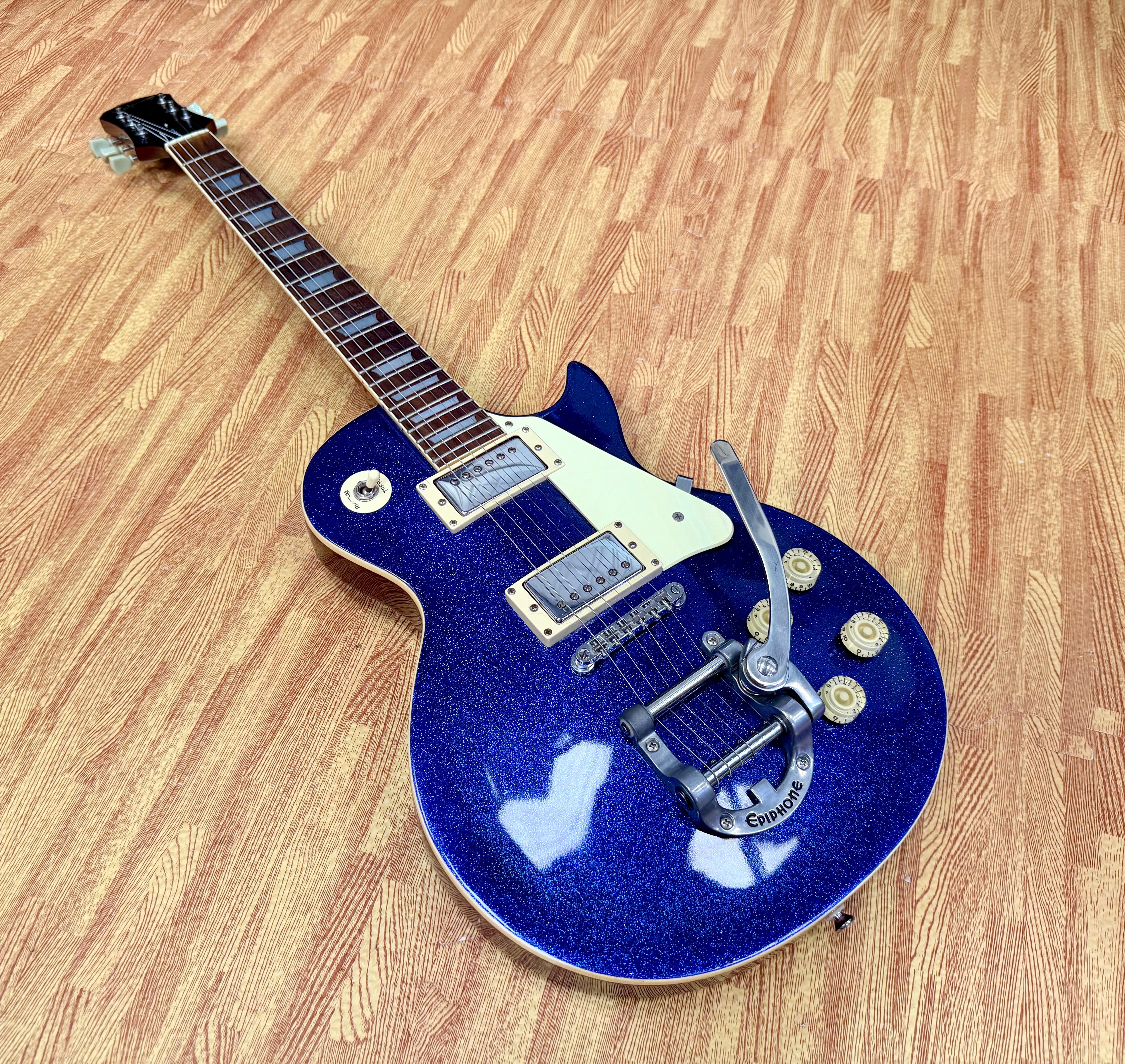 ✨RARE✨ 1997 Epiphone Les Paul~ Limited Edition Blue Sparkle~ Korea Bigsby Trem!