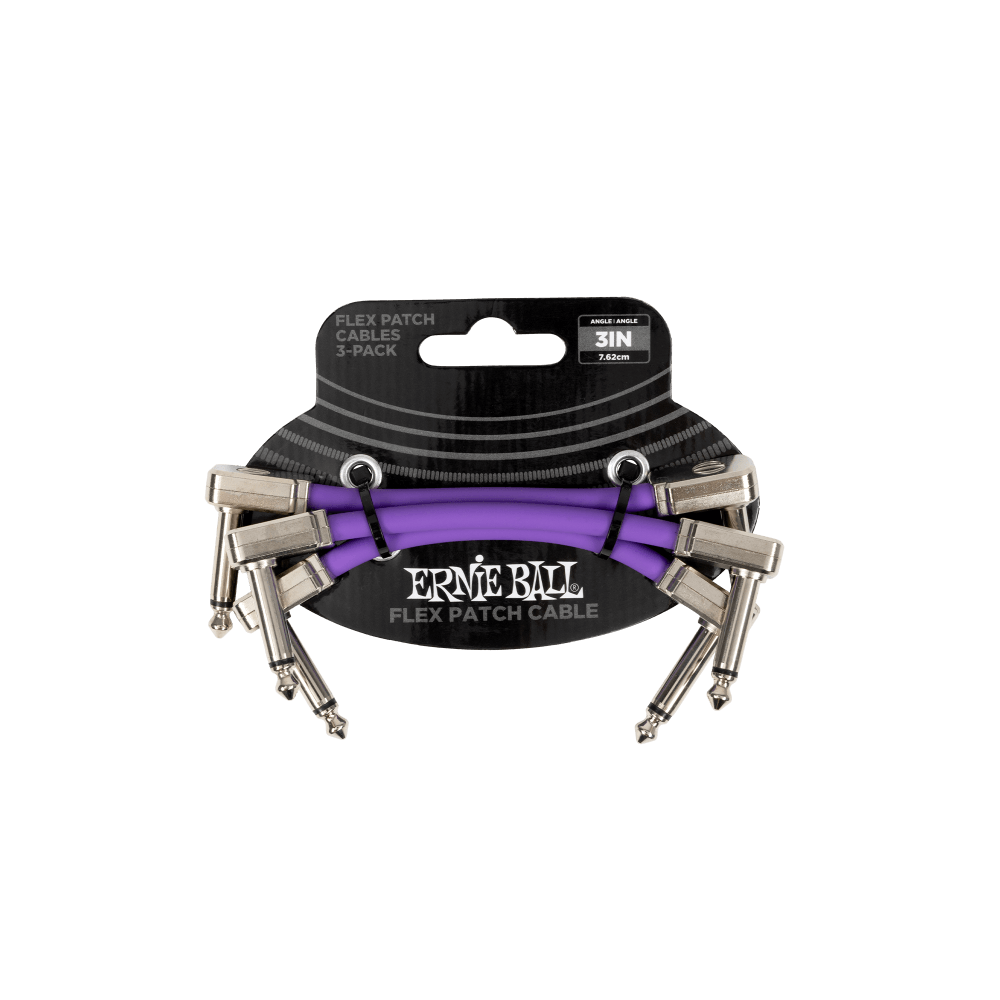 Ernie Ball Flex Patch Cable 3in- Pack of 3 Purple