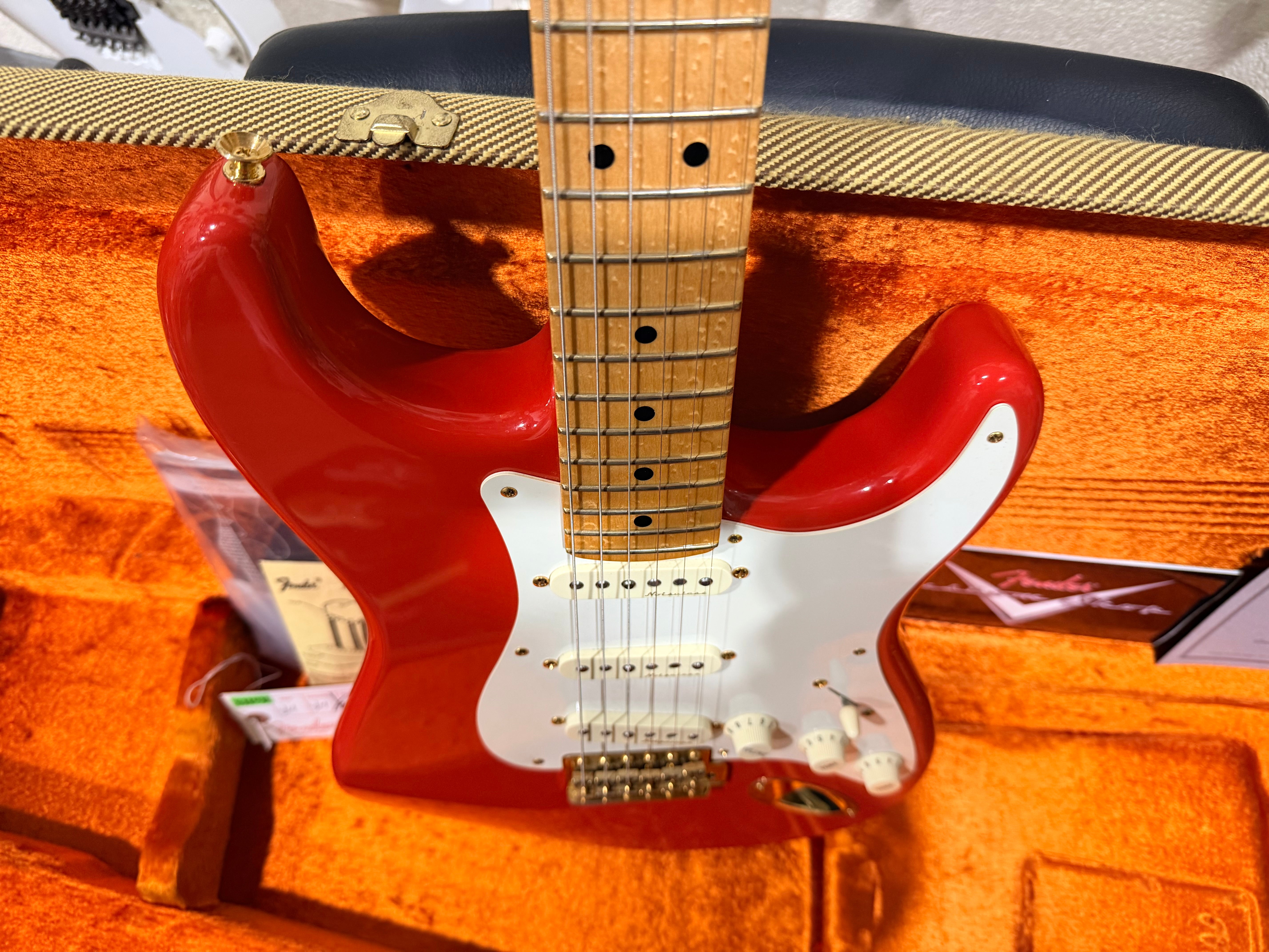 🌟2007🌟 Fender USA Custom Shop 1956 NOS Stratocaster Fiesta Red & Gold~ Maple!