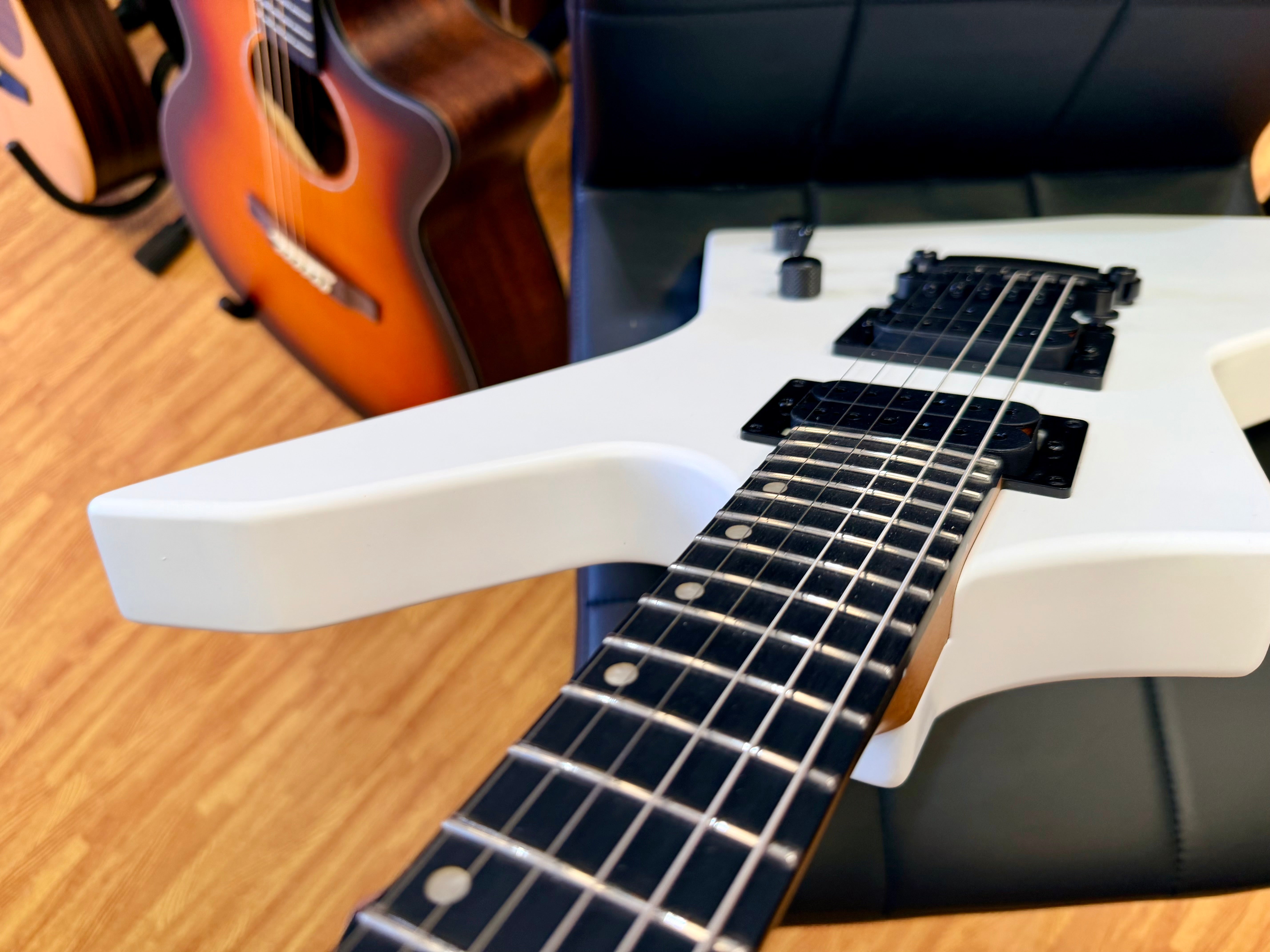 ⚡️NEW⚡️ Spira X-400 Satin White Offset Explorer Electric Guitar HH~ Roasted Neck