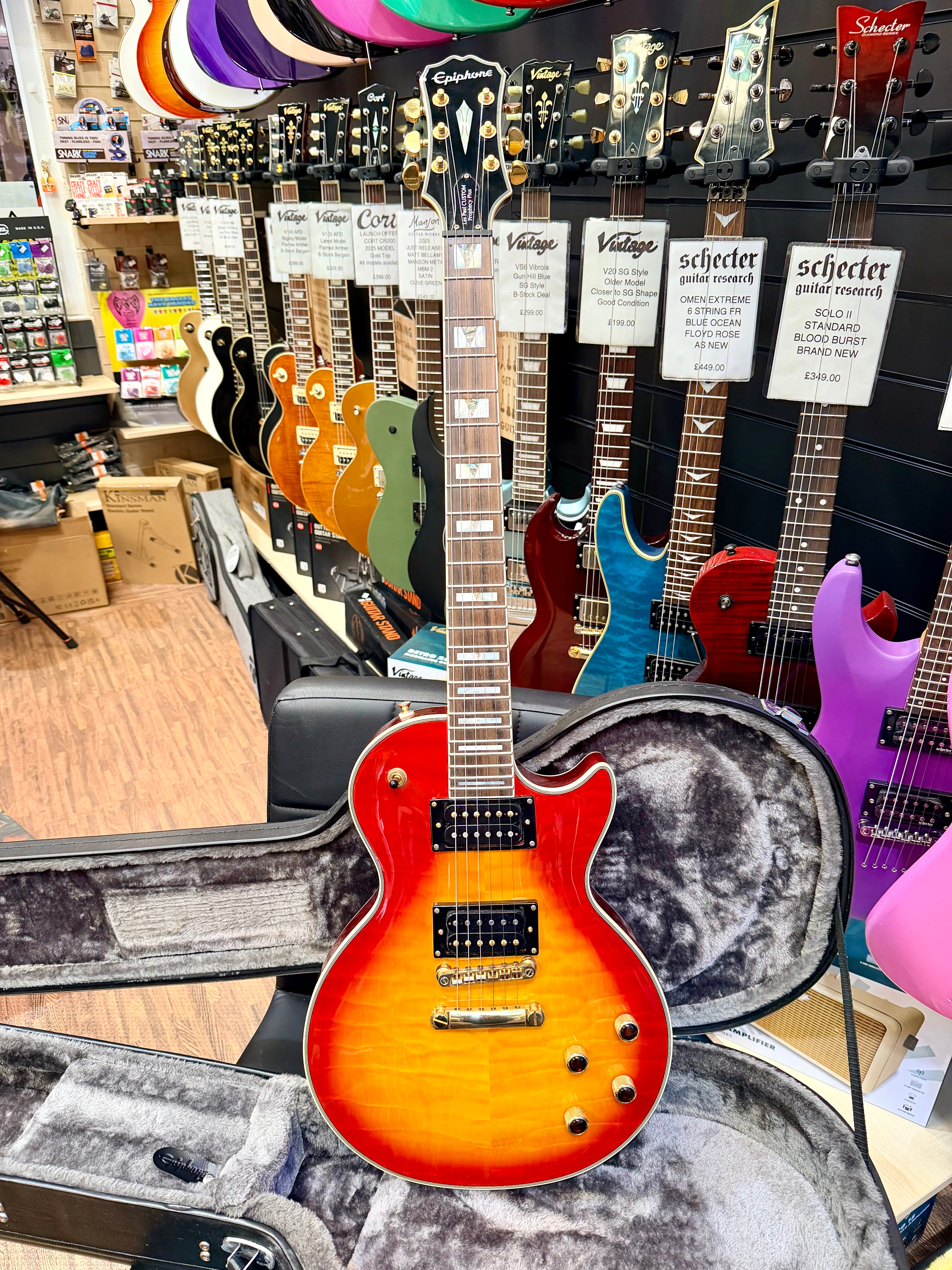 🔥GIBSON PICKUPS🔥 Epiphone Prophecy Les Paul Custom Plus GX~ Cherry Sunburst!