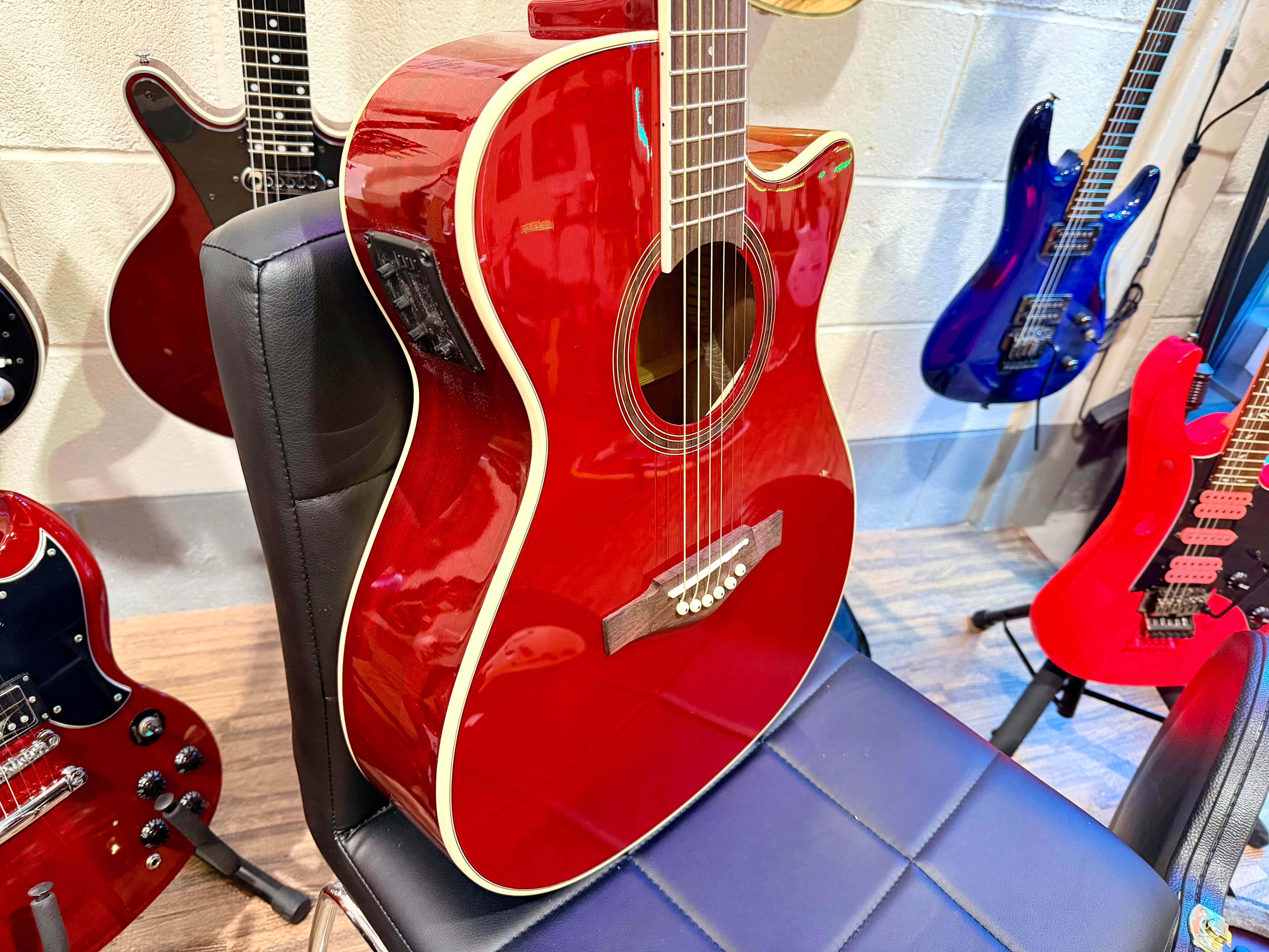🔥NEW 2026🔥 Eko NXT A100CE Electro-Acoustic Guitar~ See Through Red~ LATEST MODEL