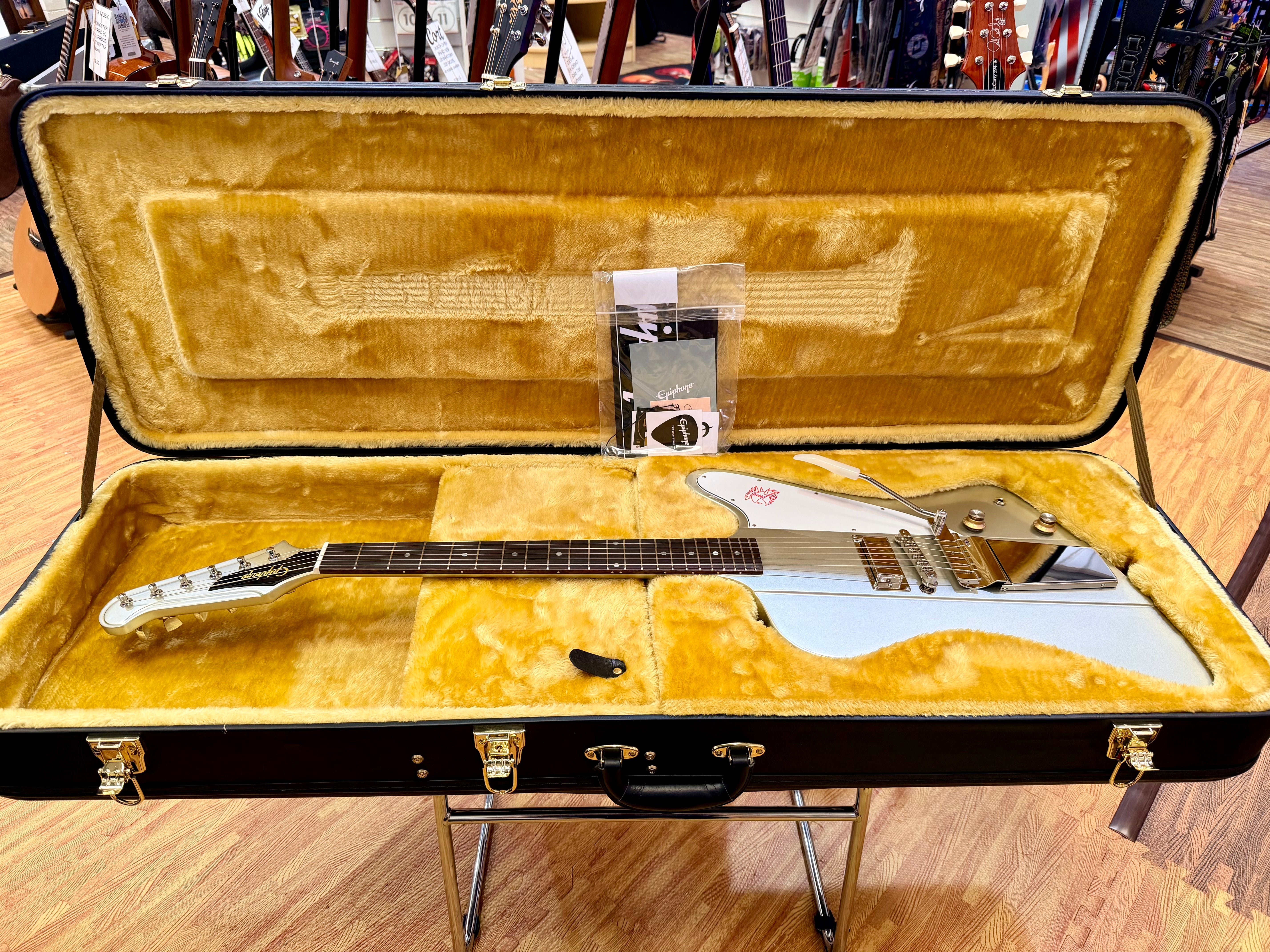 ✨2024✨ Epiphone Inspired By Gibson Custom 1963 Firebird I Silver Mist~ Maestro