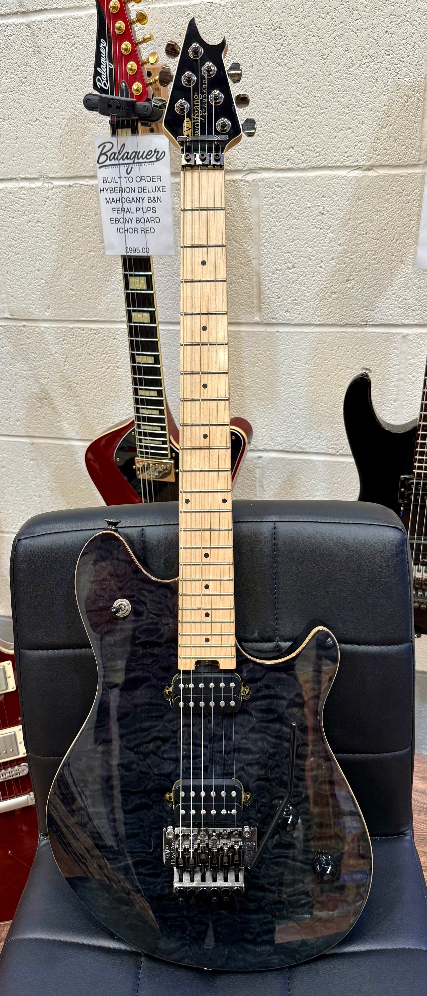 ๐ธ2014๐ธ EVH Wolfgang Standard~ Quilted Trans Black Guitar~ Van Halen~ Floyd Rose