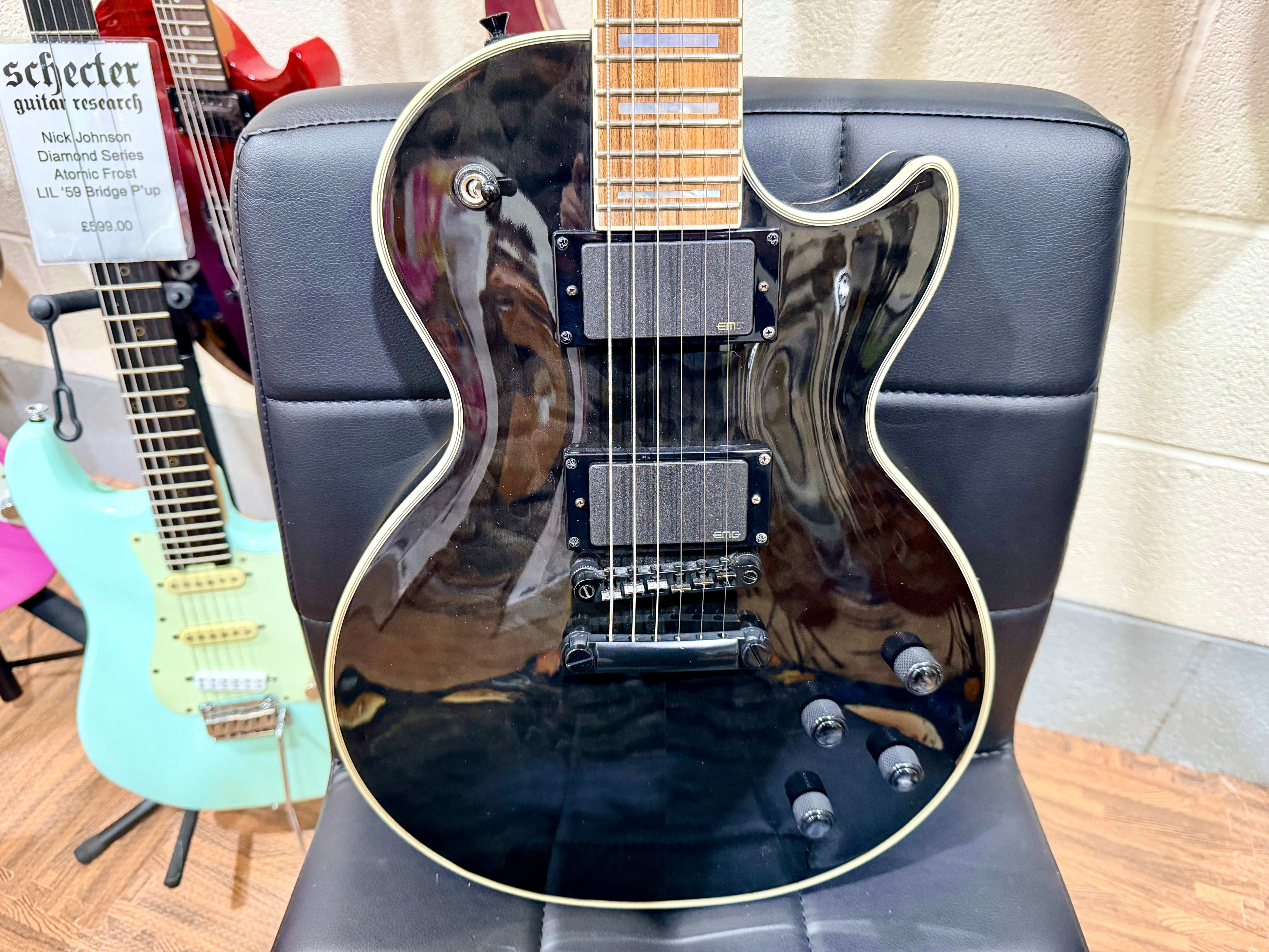 🔥2018🔥 Epiphone Les Paul Prophecy Custom Plus EX~ Midnight Ebony~ EMG P’Ups