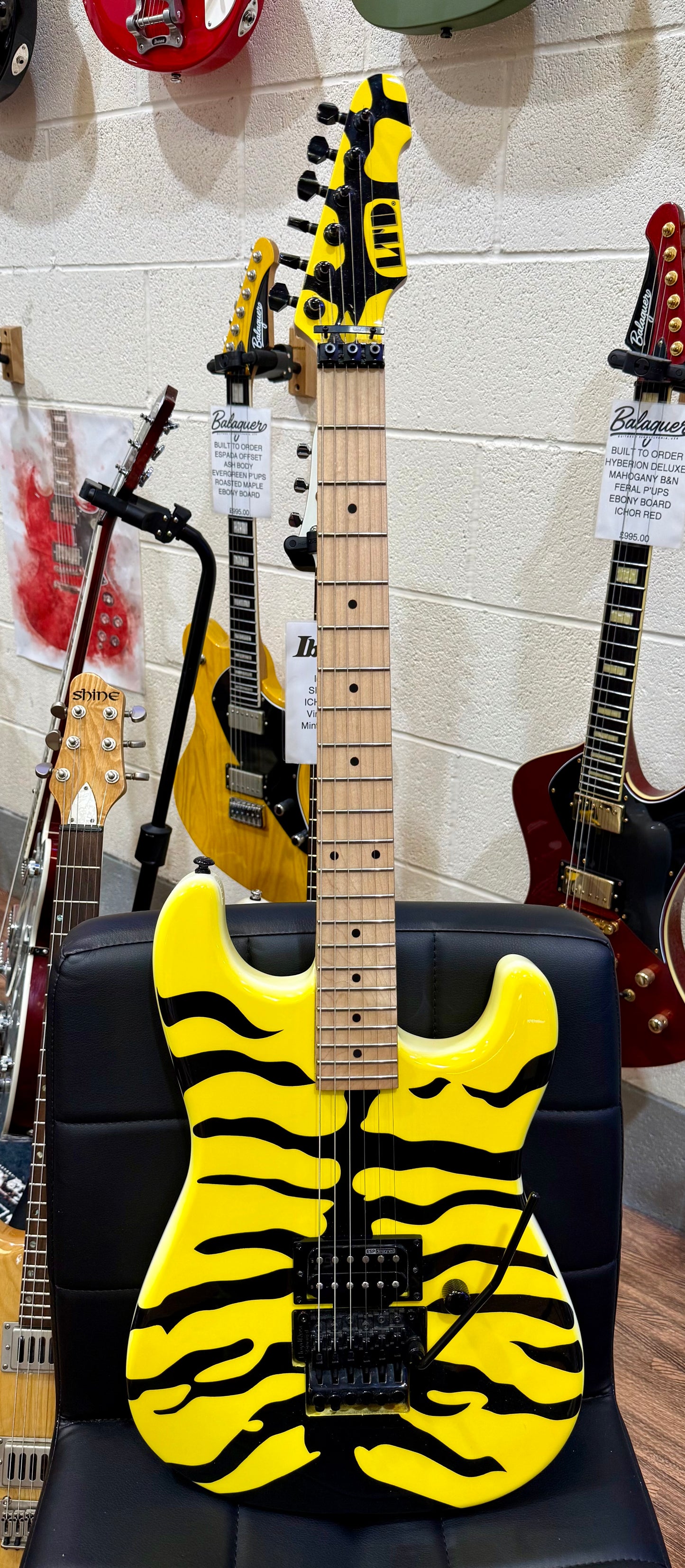 🐯MINT🐯 ESP LTD GL-200MT George Lynch~ Yellow Tiger Stripe~ Signature~ 2022!