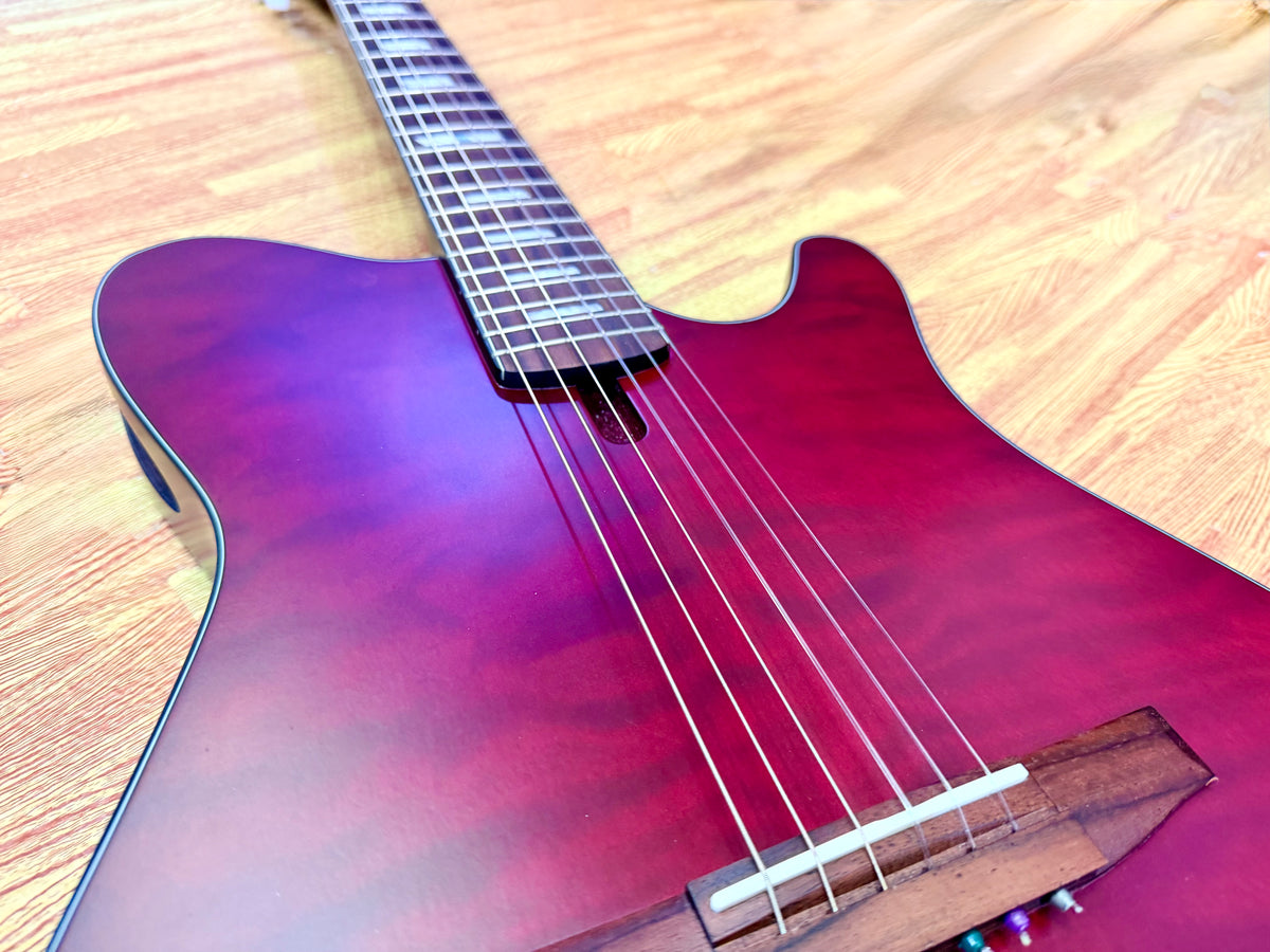 🔥2025🔥 Ibanez FRH20QMN Wine Red Low Gloss Nylon Electro Acoustic Guitar!