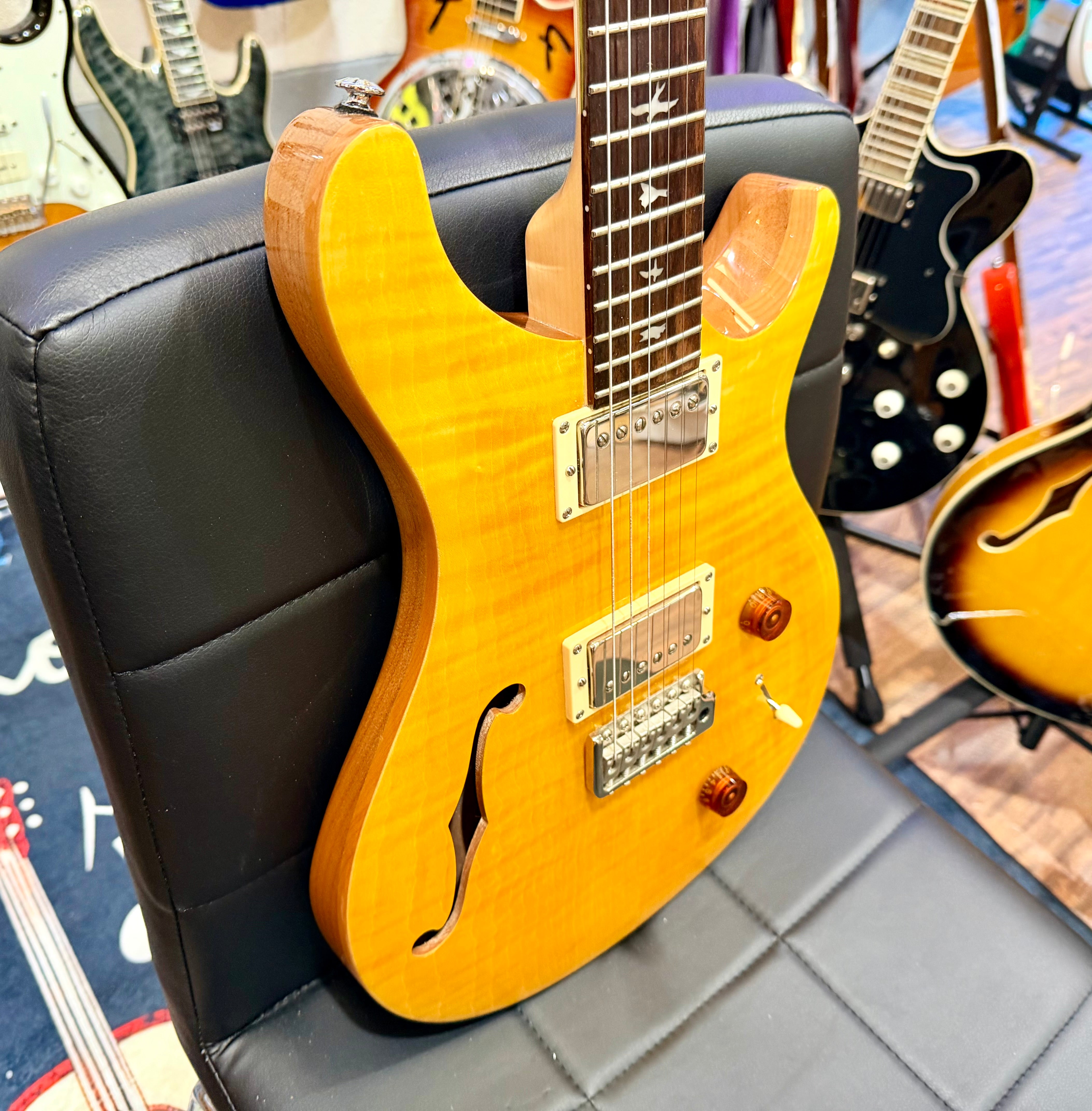 ☀️2023☀️ PRS SE Custom 22 Semi-Hollow in Santana Yellow~ Bare Knuckle Pickups!