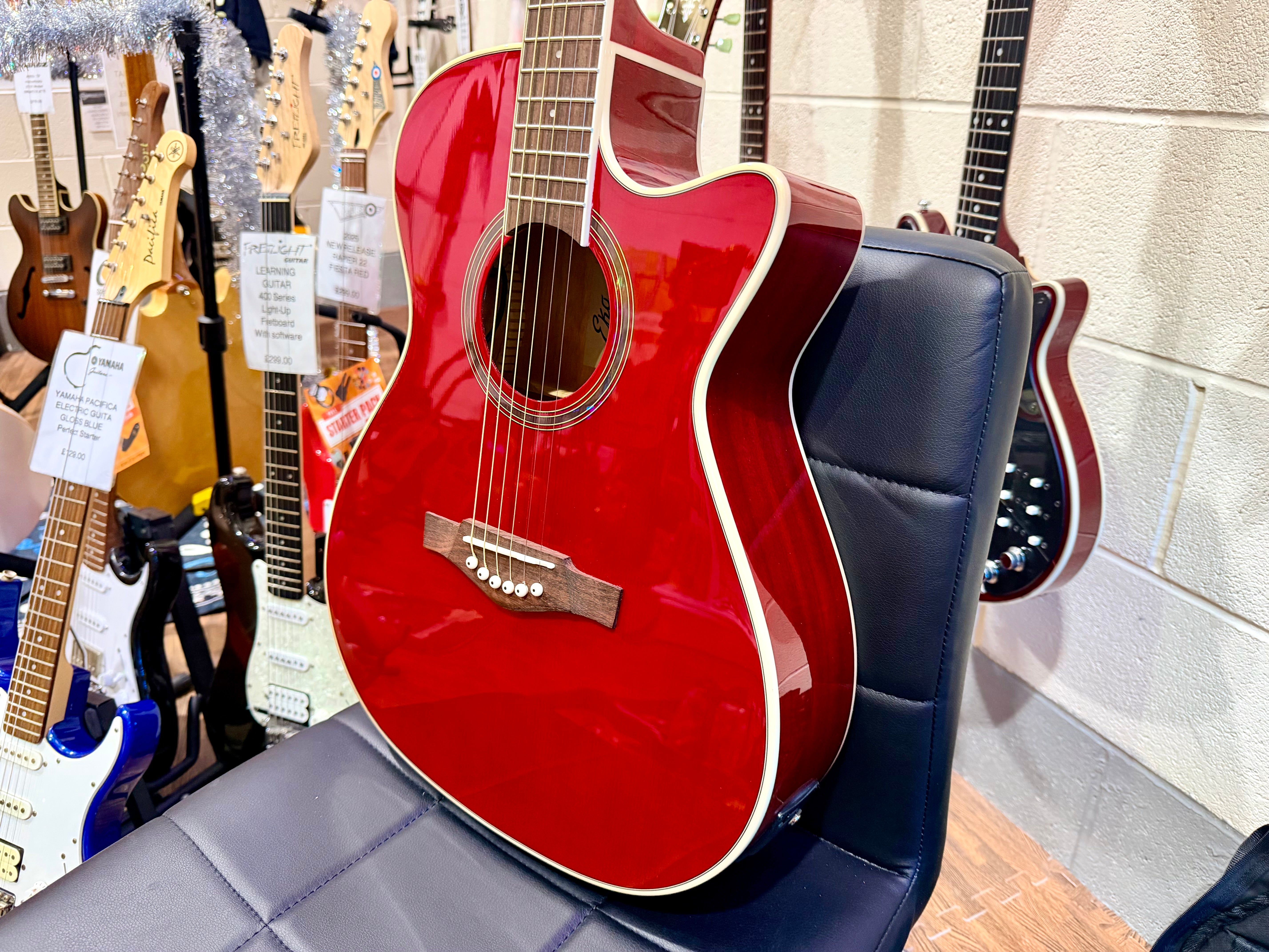 🔥NEW 2026🔥 Eko NXT A100CE Electro-Acoustic Guitar~ See Through Red~ LATEST MODEL