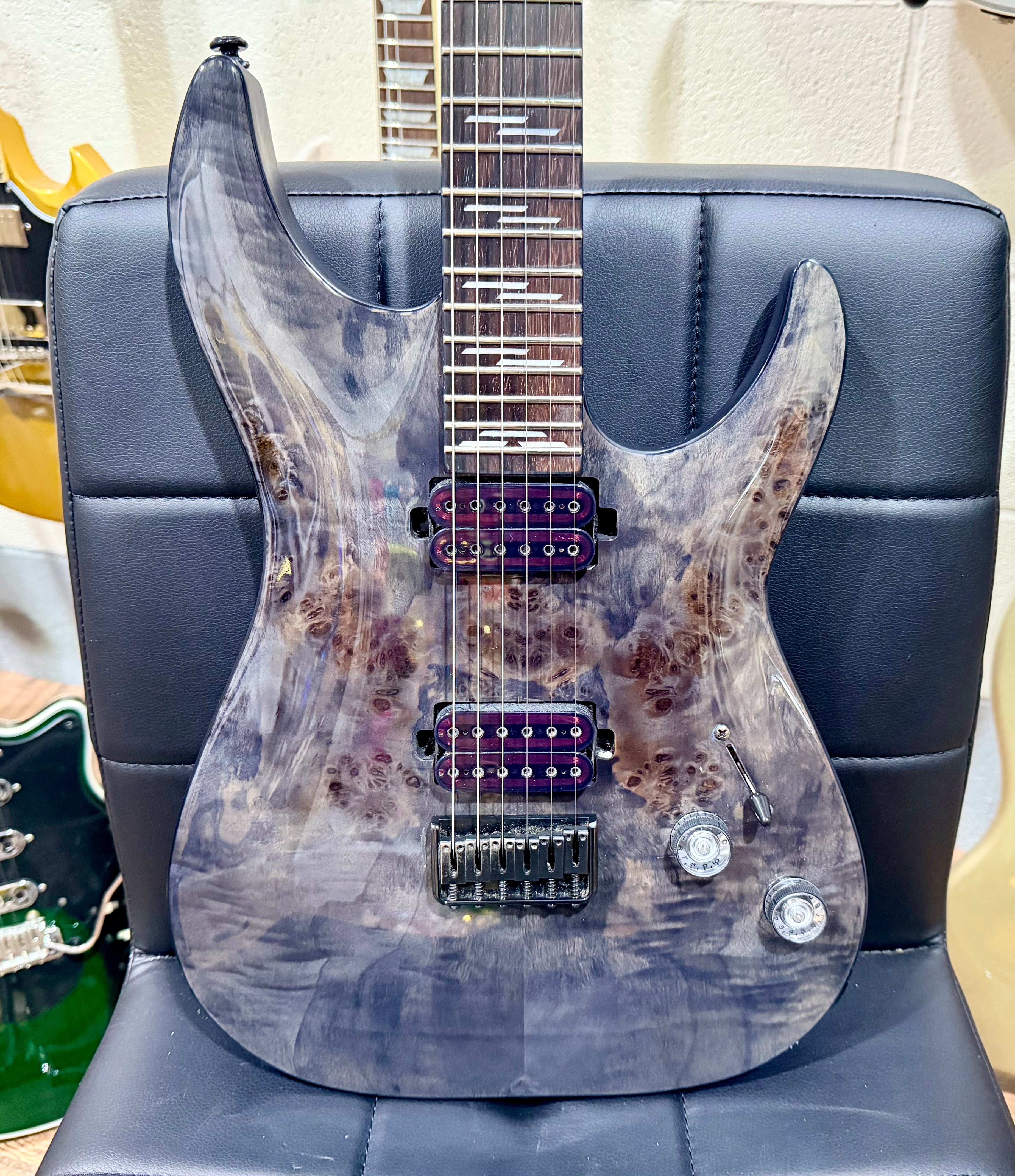 🔥2023🔥 Schecter Omen Elite 6 ~ See-Thru Black Burst~ Poplar Burl Top!