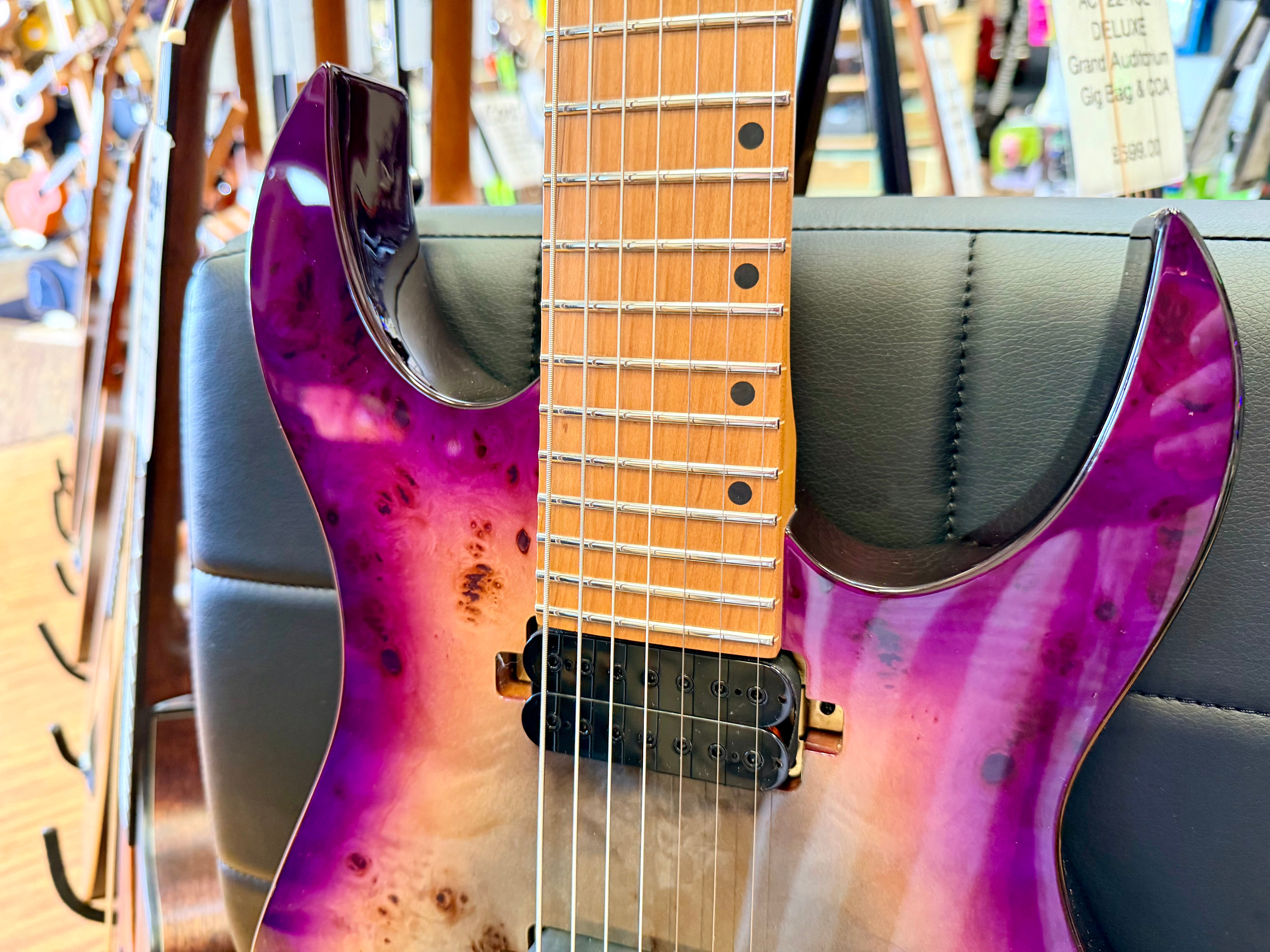 ⚡️NEW⚡️ Spira S-457 7 String Trans Purple~ Poplar Burl Top Electric Guitar~ 2026