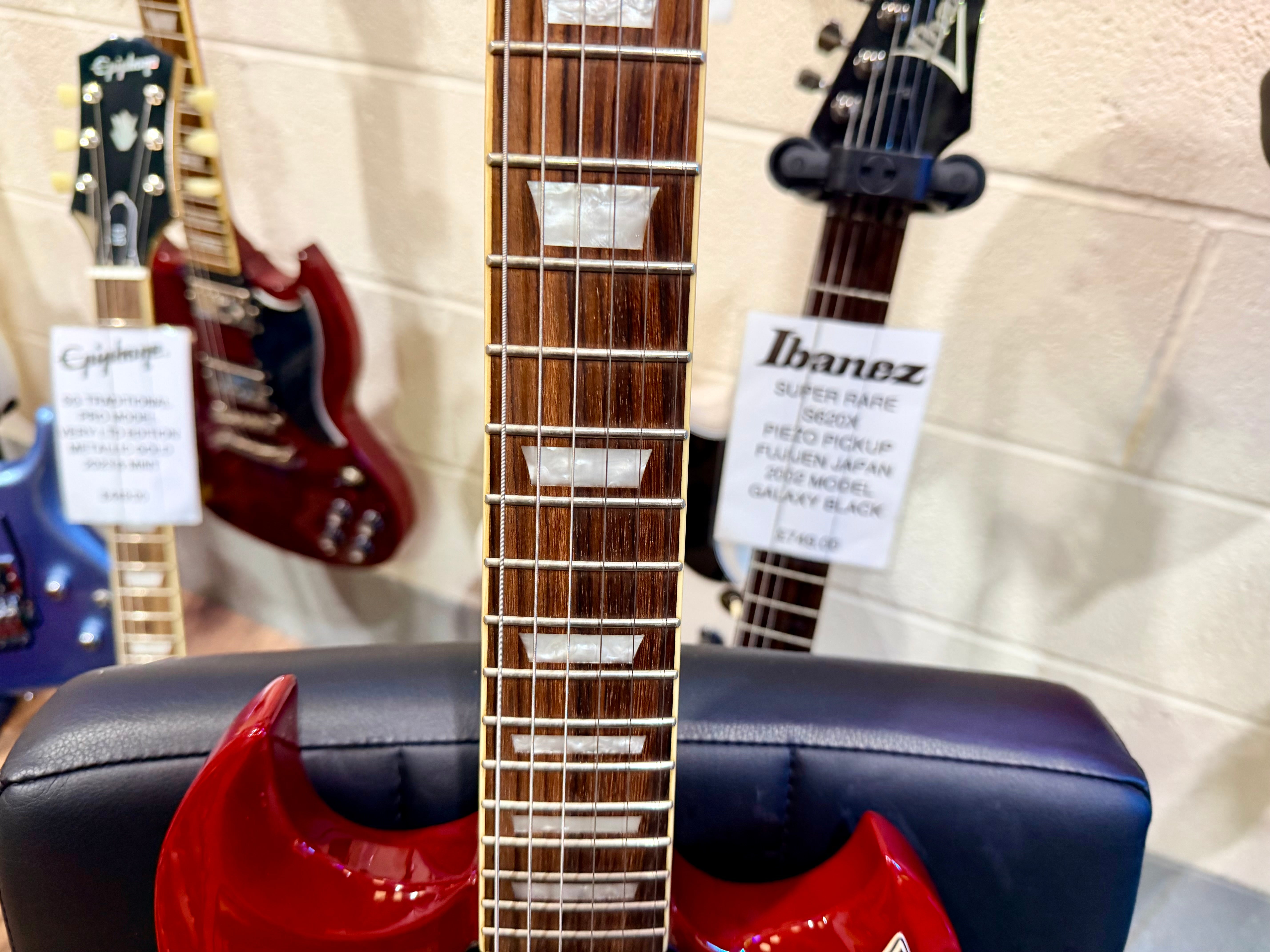 🍒 Vintage VS6 Reissued Electric Guitar~ Cherry Red~ SG Style 🍒