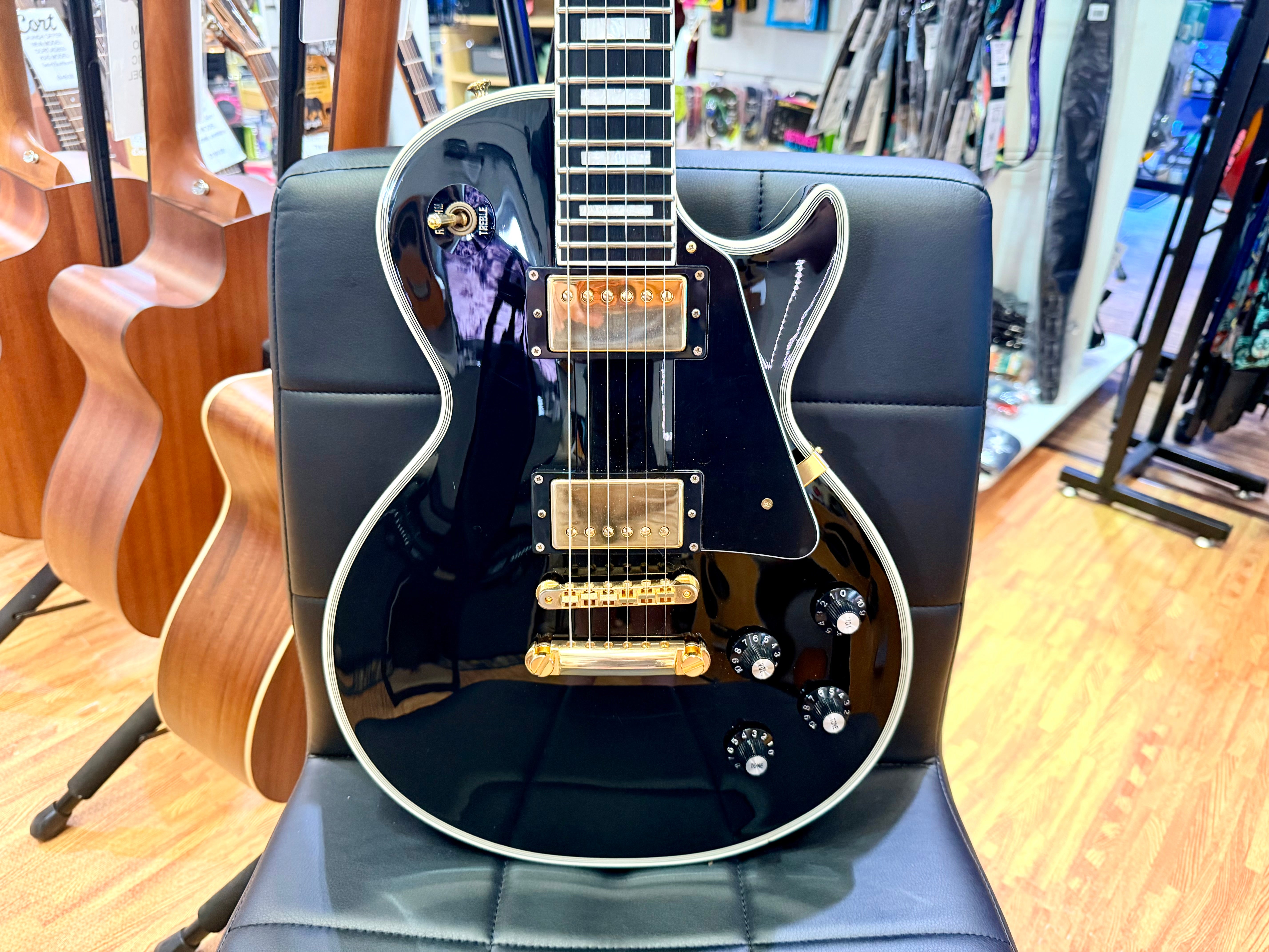 π₯2018π₯ Edwards E-LP-105CD Les Paul Custom Ebony~ Made In Japan βESPβ MIJ + Bag